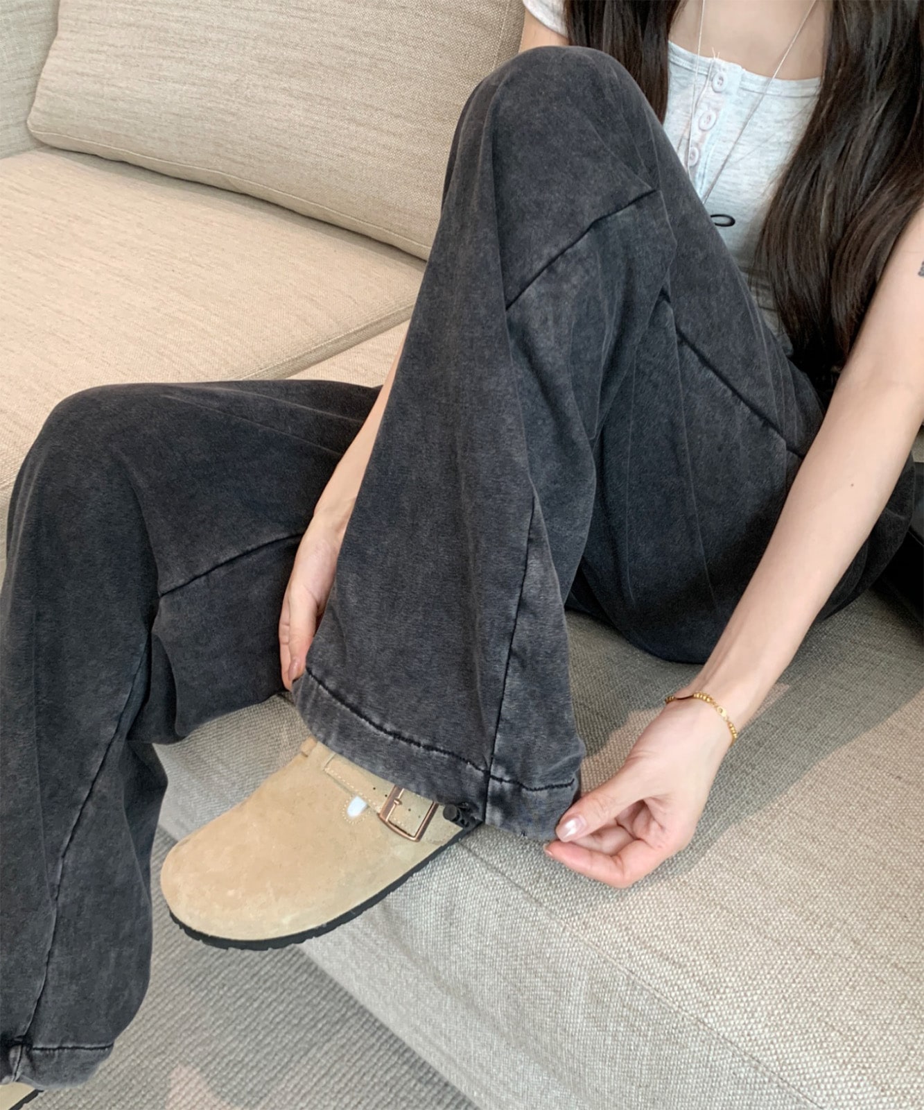 ピグメント ワイド イージー ルーズ スウェット パンツ メンズ レディース