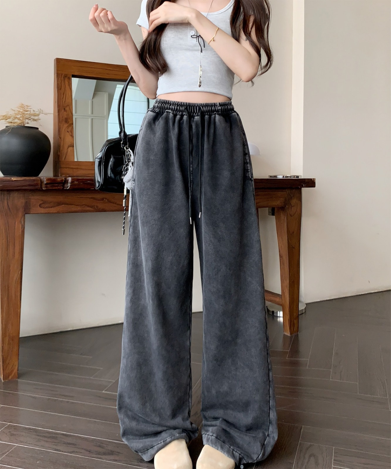 ピグメント ワイド イージー ルーズ スウェット パンツ メンズ レディース