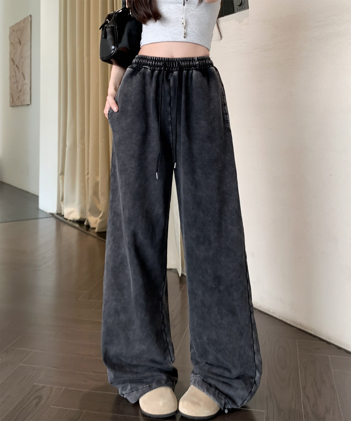 ピグメント ワイド イージー ルーズ スウェット パンツ メンズ レディース