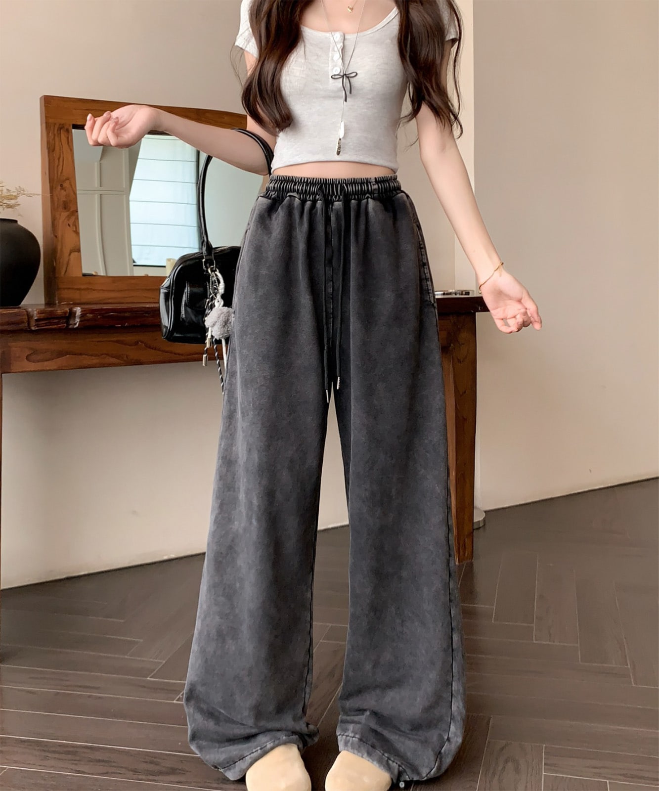 ピグメント ワイド イージー ルーズ スウェット パンツ メンズ レディース