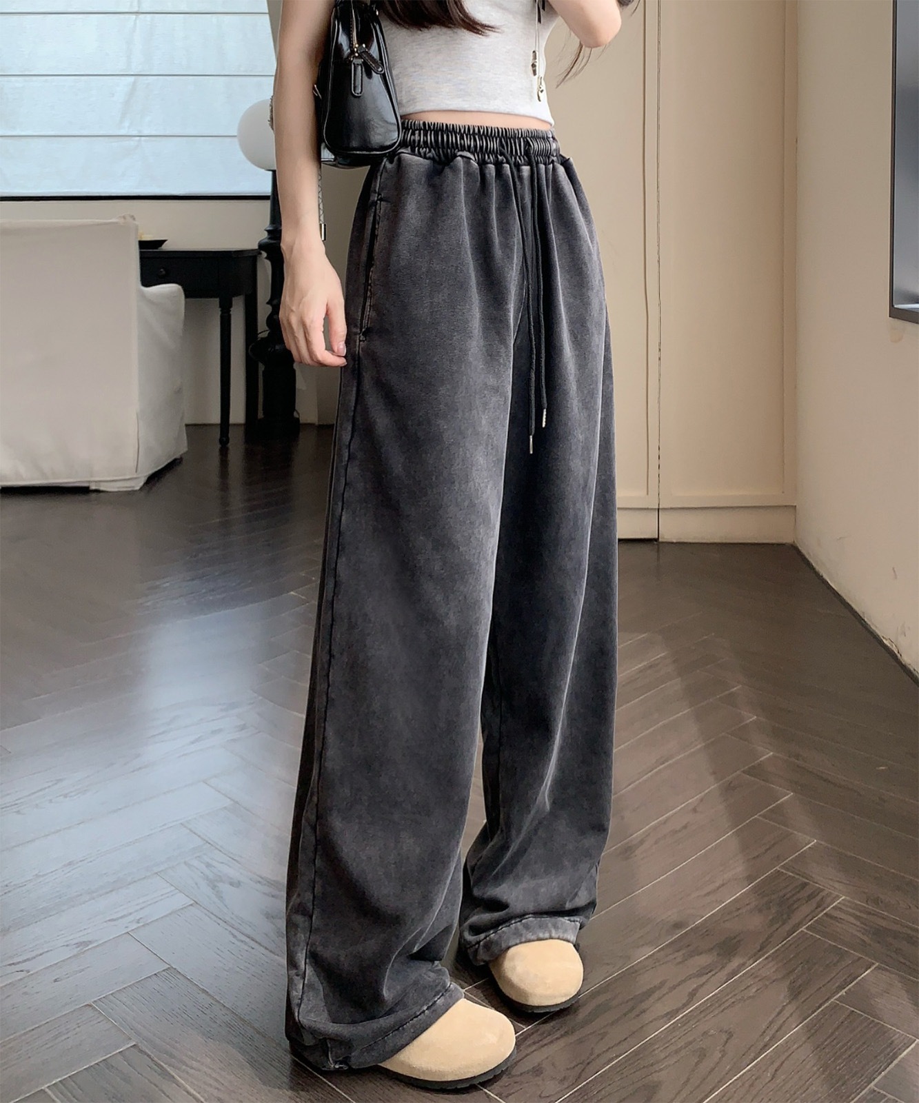 ピグメント ワイド イージー ルーズ スウェット パンツ メンズ