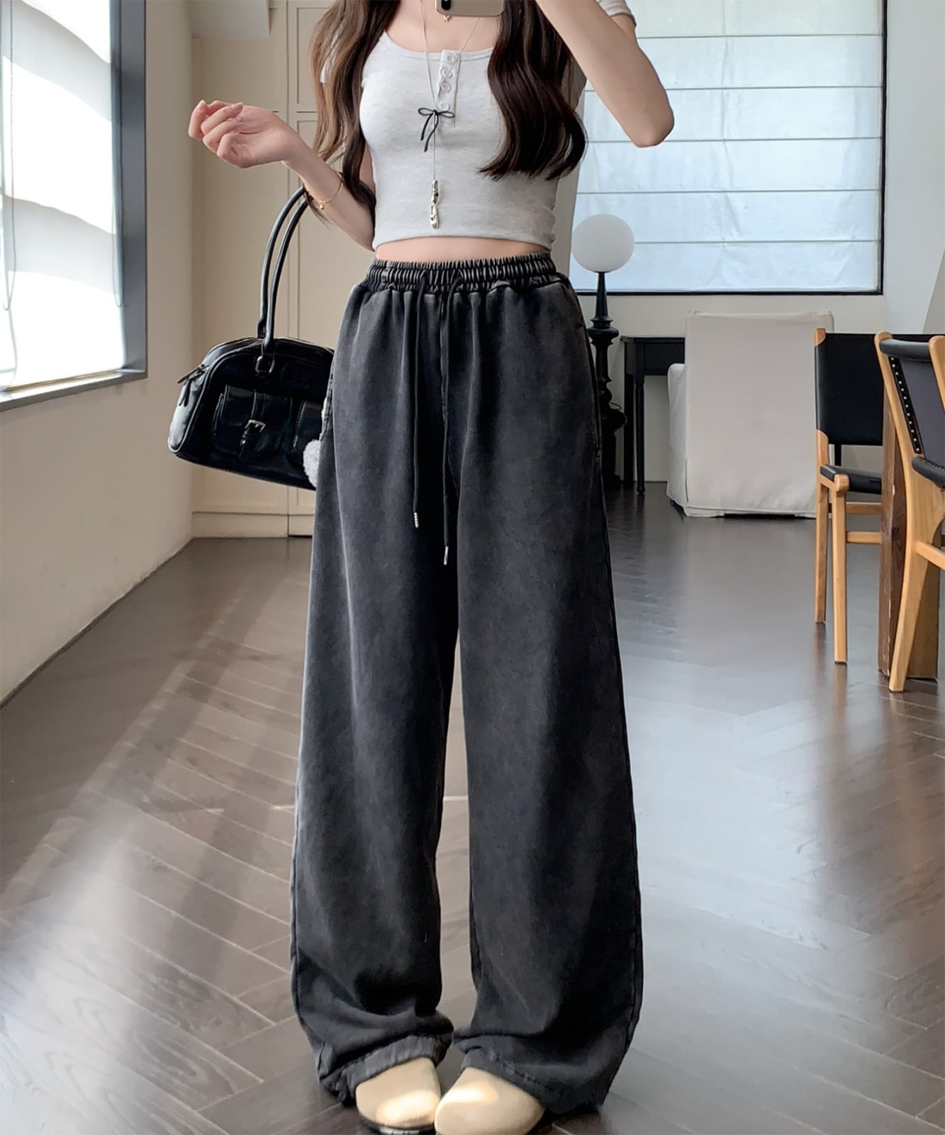 ピグメント ワイド イージー ルーズ スウェット パンツ メンズ レディース