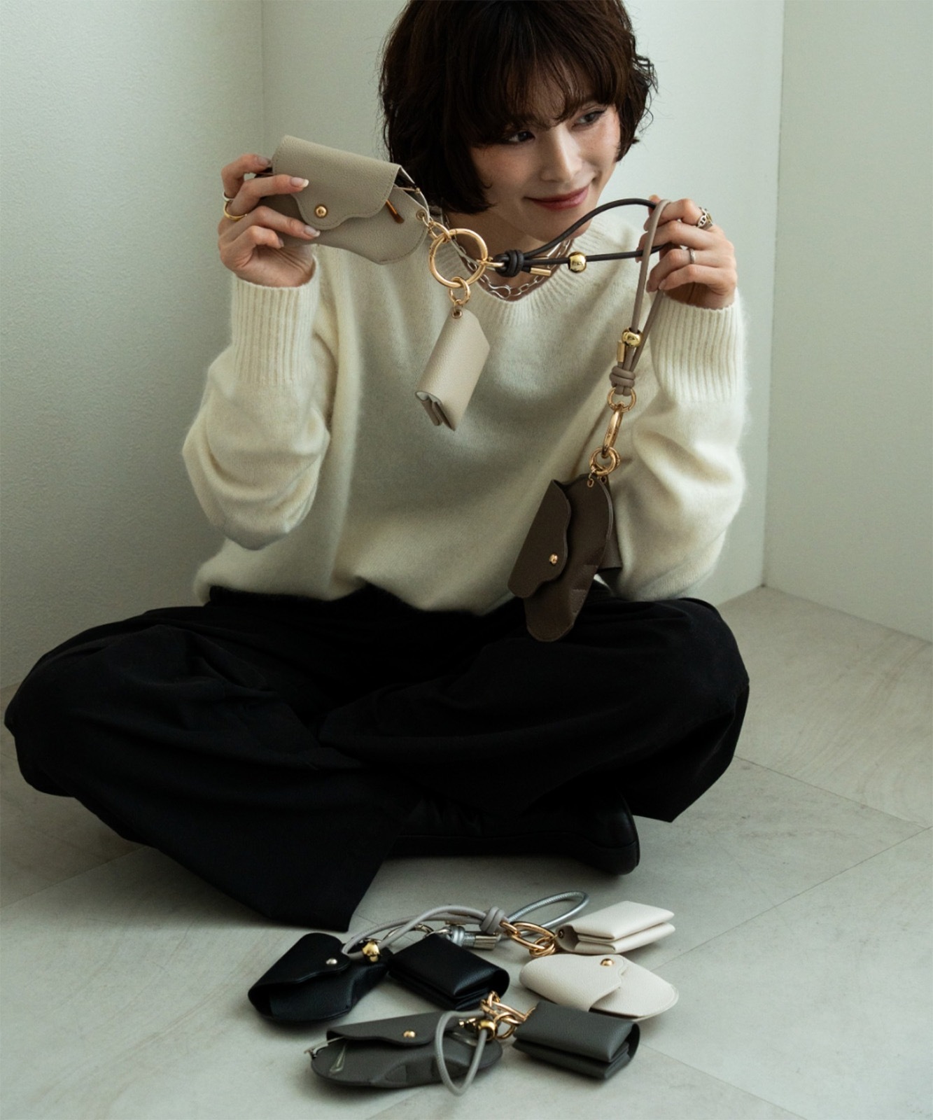 【 REAIMER 】 3点セット マルチチャーム バッグチャーム メガネケース サングラスケース ティッシュケース キーホルダー 高見え レディース MSG25029