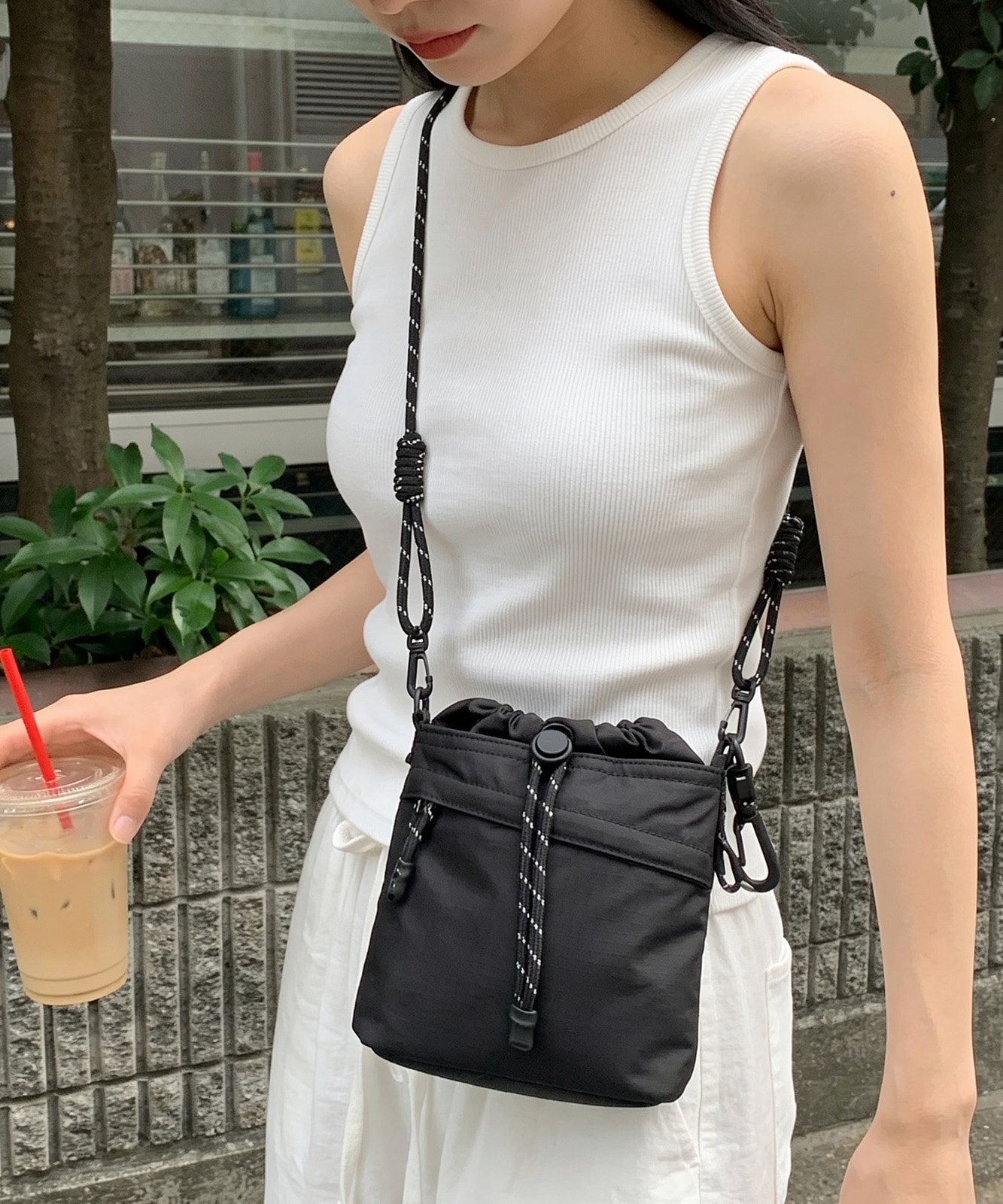 【 DEVICE × mikaコラボ 】 Rename パラコード 巾着 ショルダーバッグ スマホショルダー ミニショルダー ネックストラップ クロスボディストラップ スマホストラップ 2WAY メンズ レディース ユニセックス RSN26030