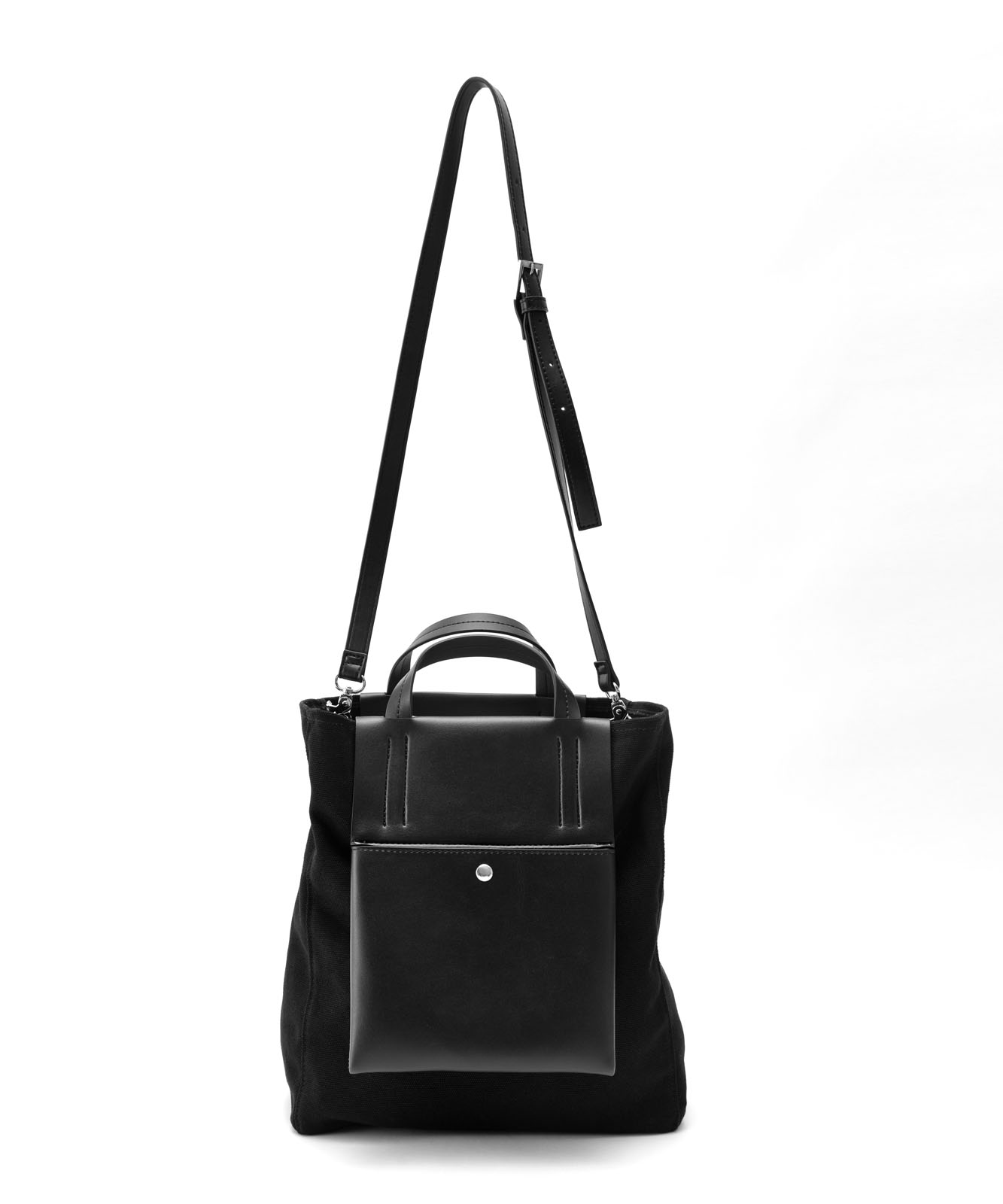 DEVICE＋ ヴィーガンレザーパネル 2WAY キャンバス トート ショルダーバッグ