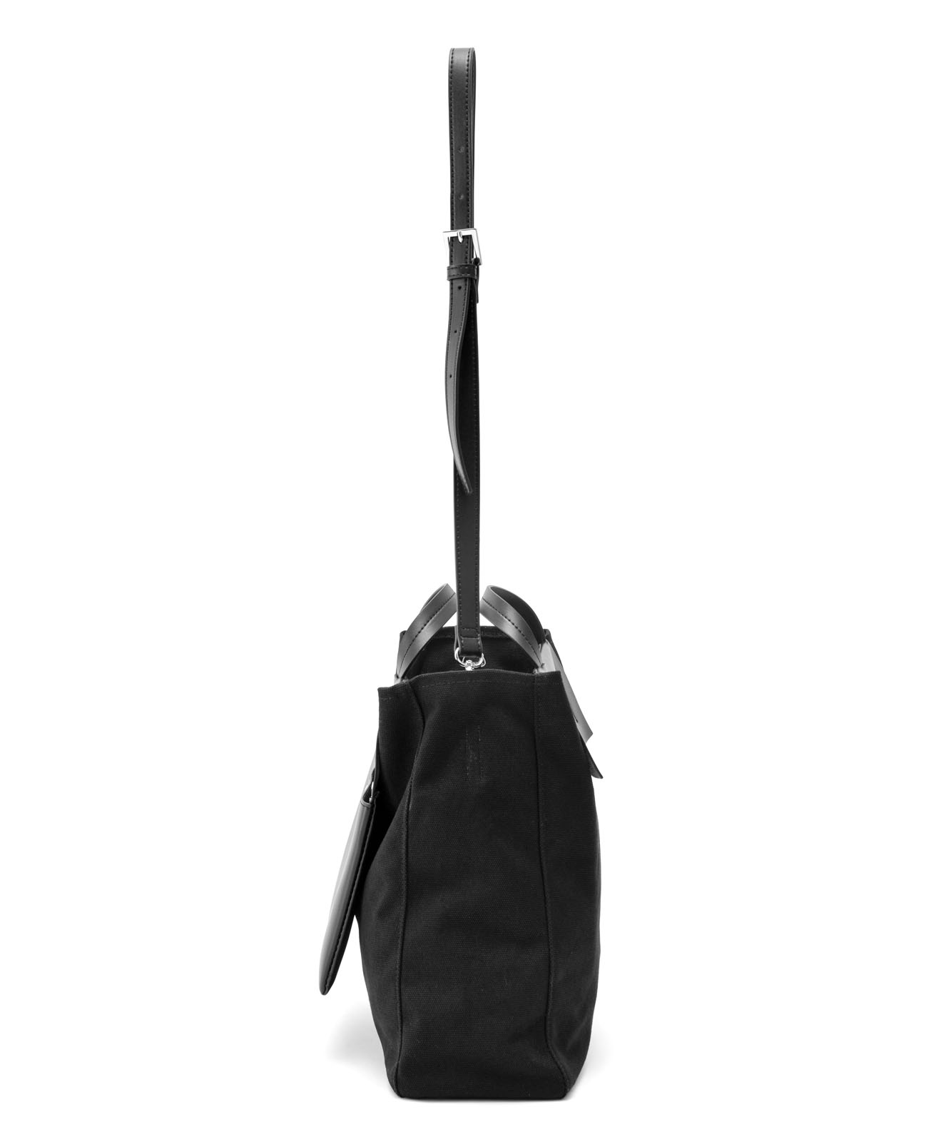 DEVICE＋ ヴィーガンレザーパネル 2WAY キャンバス トート ショルダーバッグ