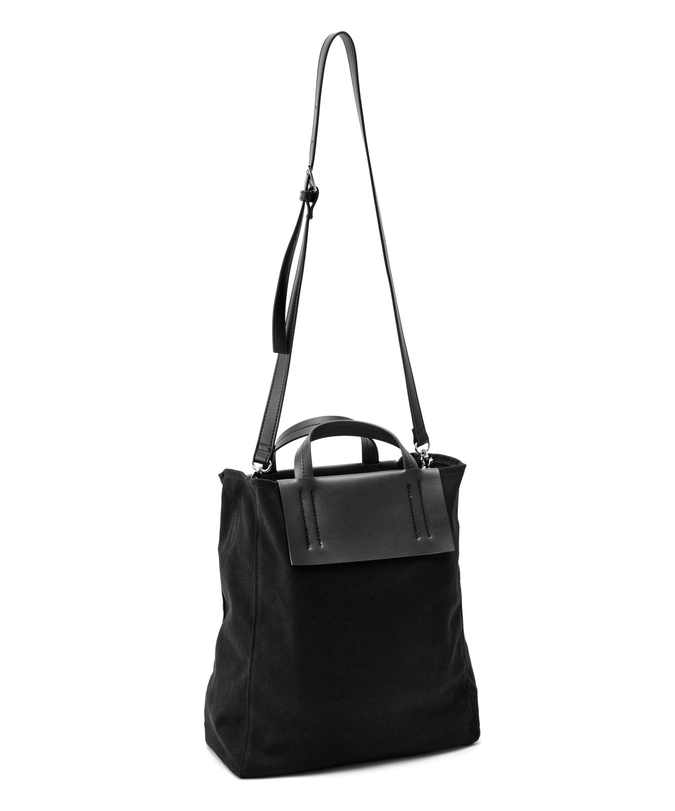 DEVICE＋ ヴィーガンレザーパネル 2WAY キャンバス トート ショルダーバッグ