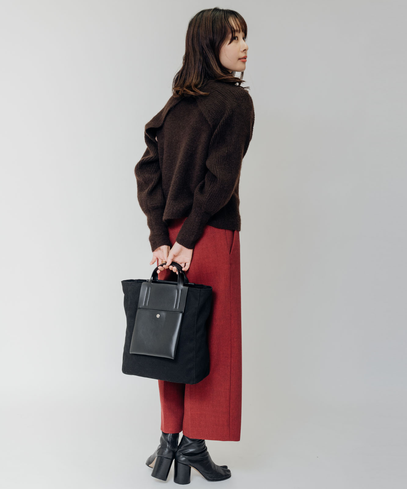 DEVICE＋ ヴィーガンレザーパネル 2WAY キャンバス トート ショルダーバッグ