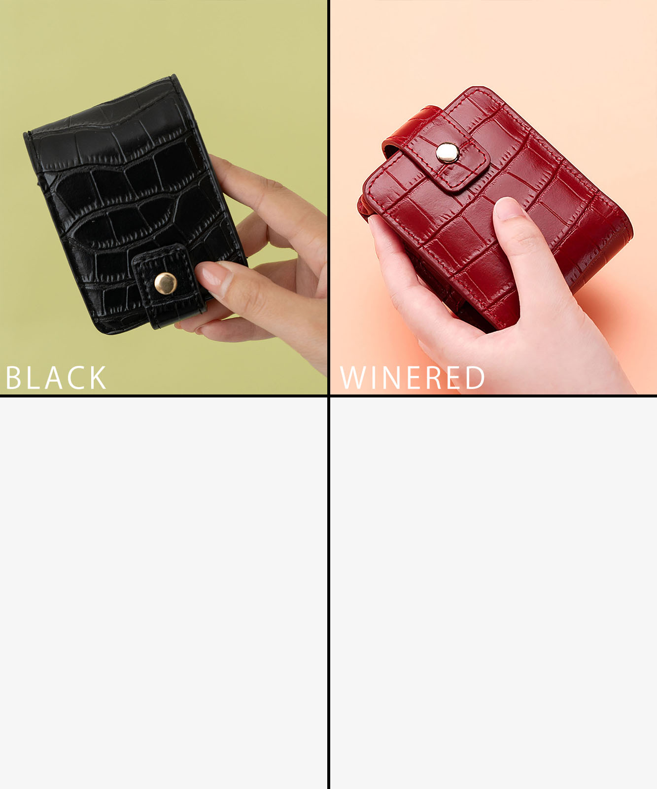 クロコ柄 ミラー付き リップケース ミニポーチ