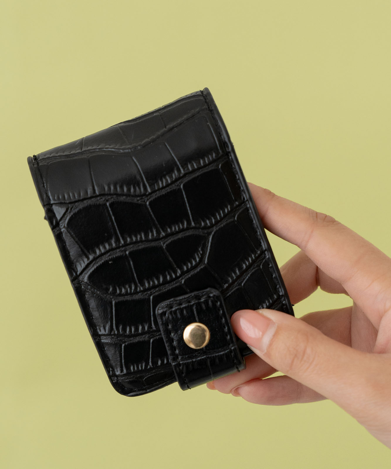 クロコ柄 ミラー付き リップケース ミニポーチ