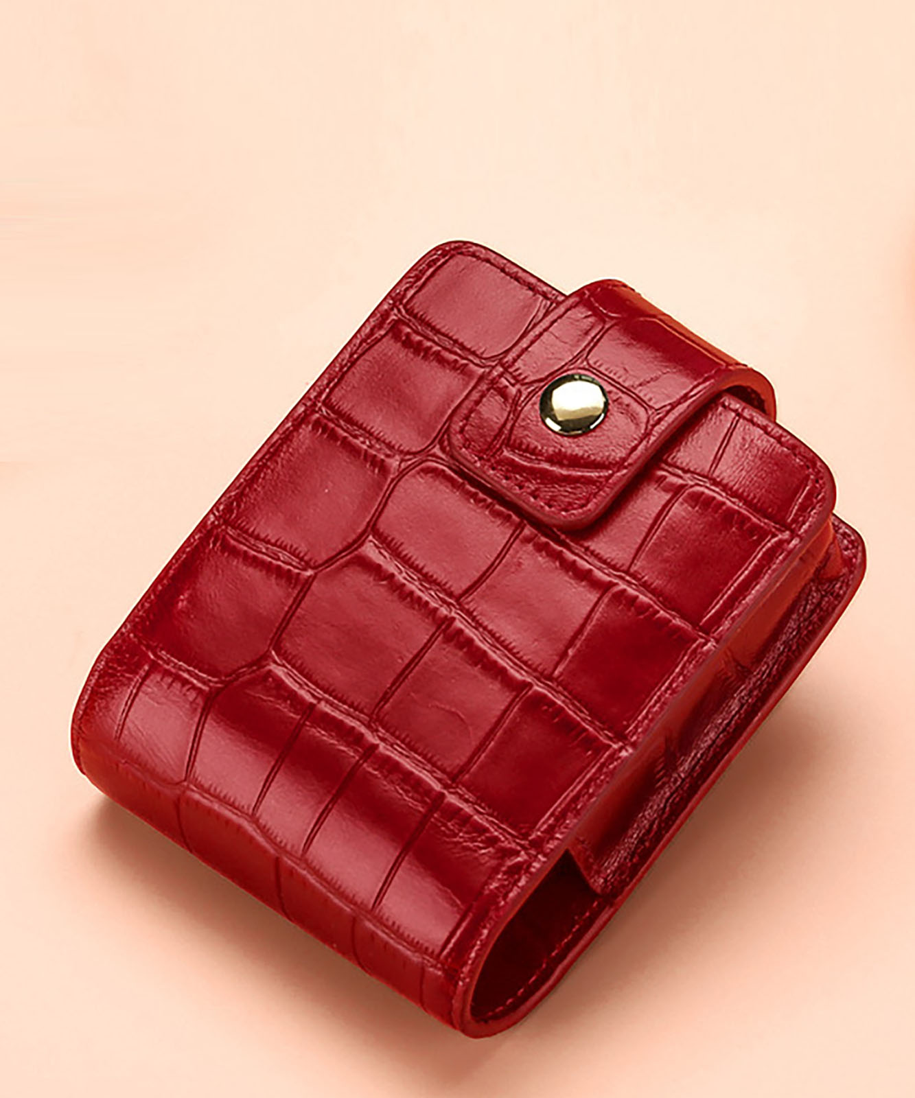 クロコ柄 ミラー付き リップケース ミニポーチ