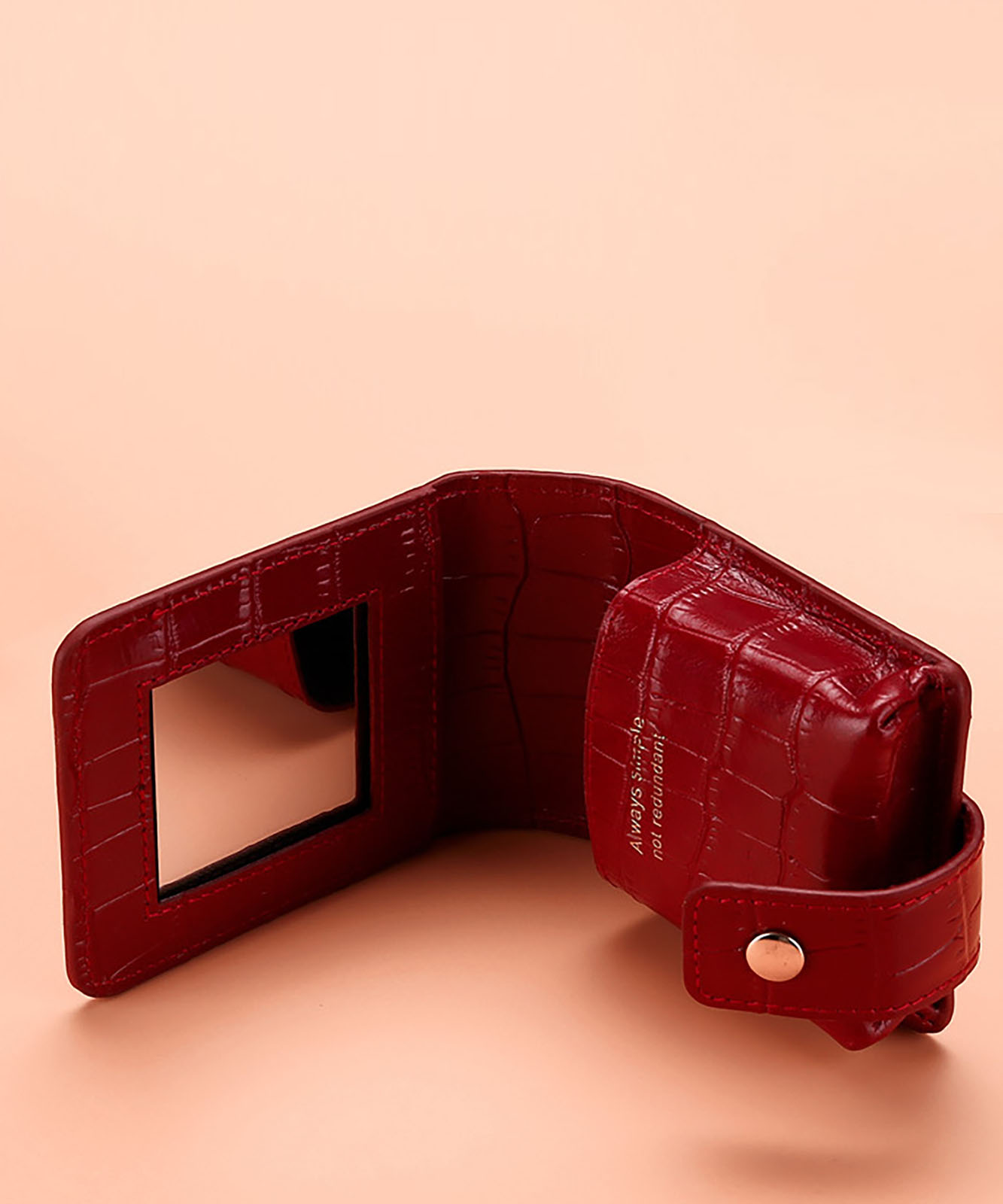 クロコ柄 ミラー付き リップケース ミニポーチ