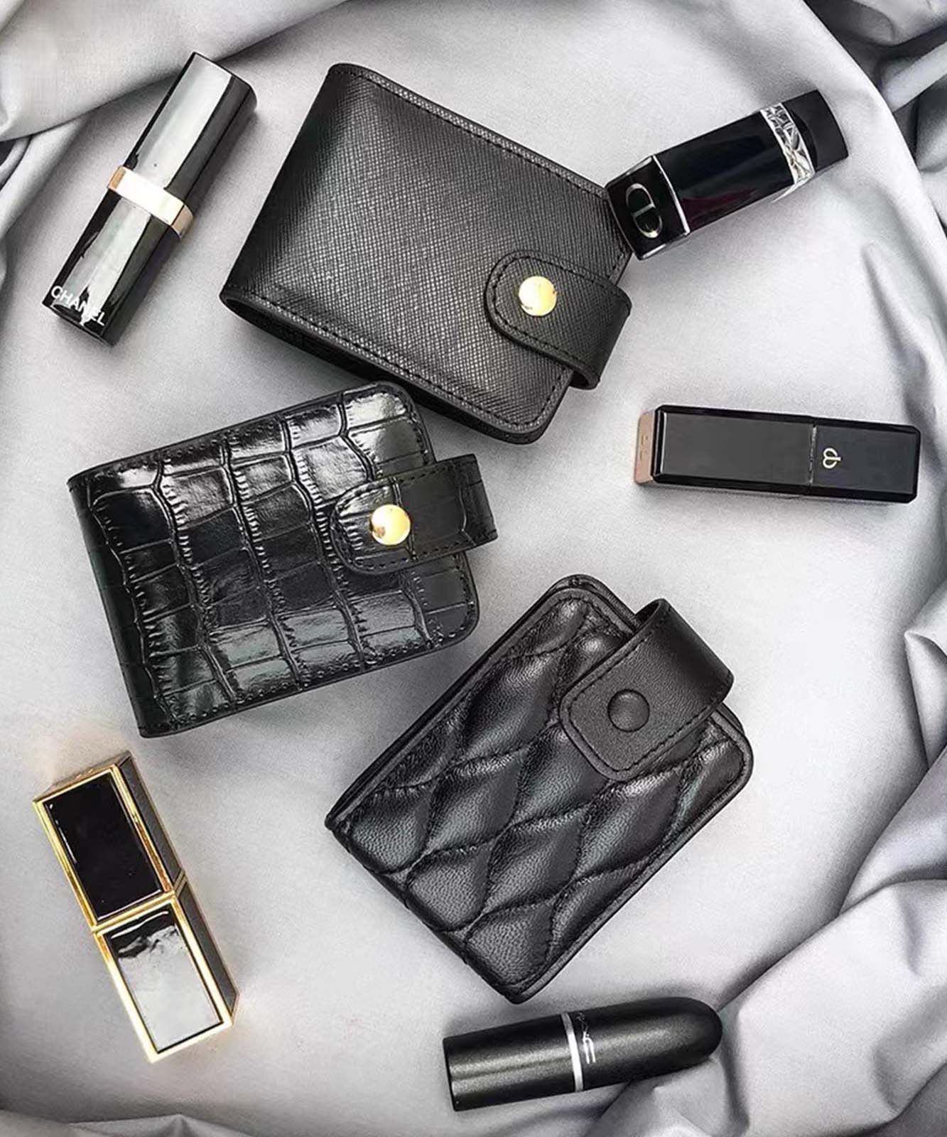 クロコ柄 ミラー付き リップケース ミニポーチ