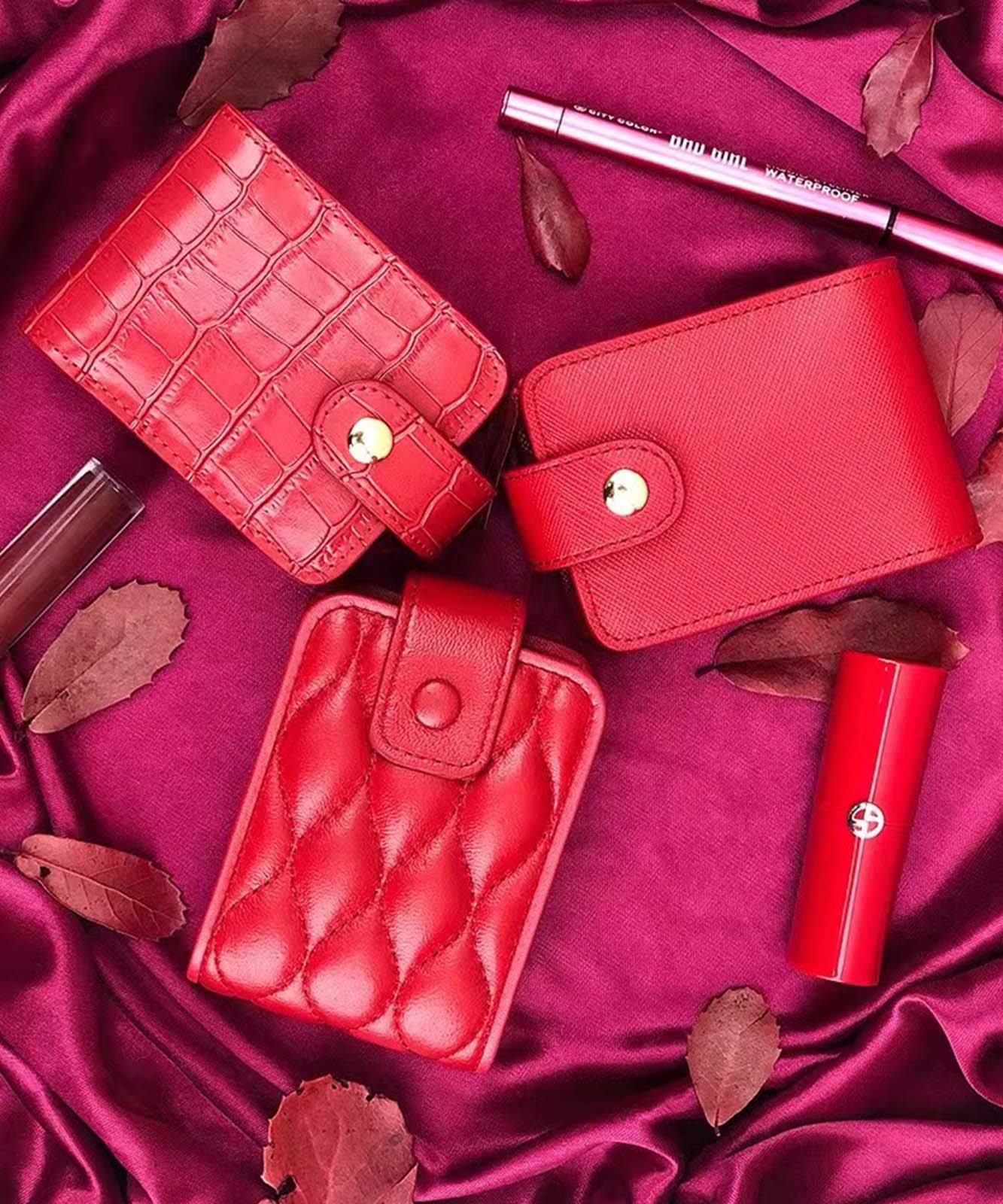 クロコ柄 ミラー付き リップケース ミニポーチ