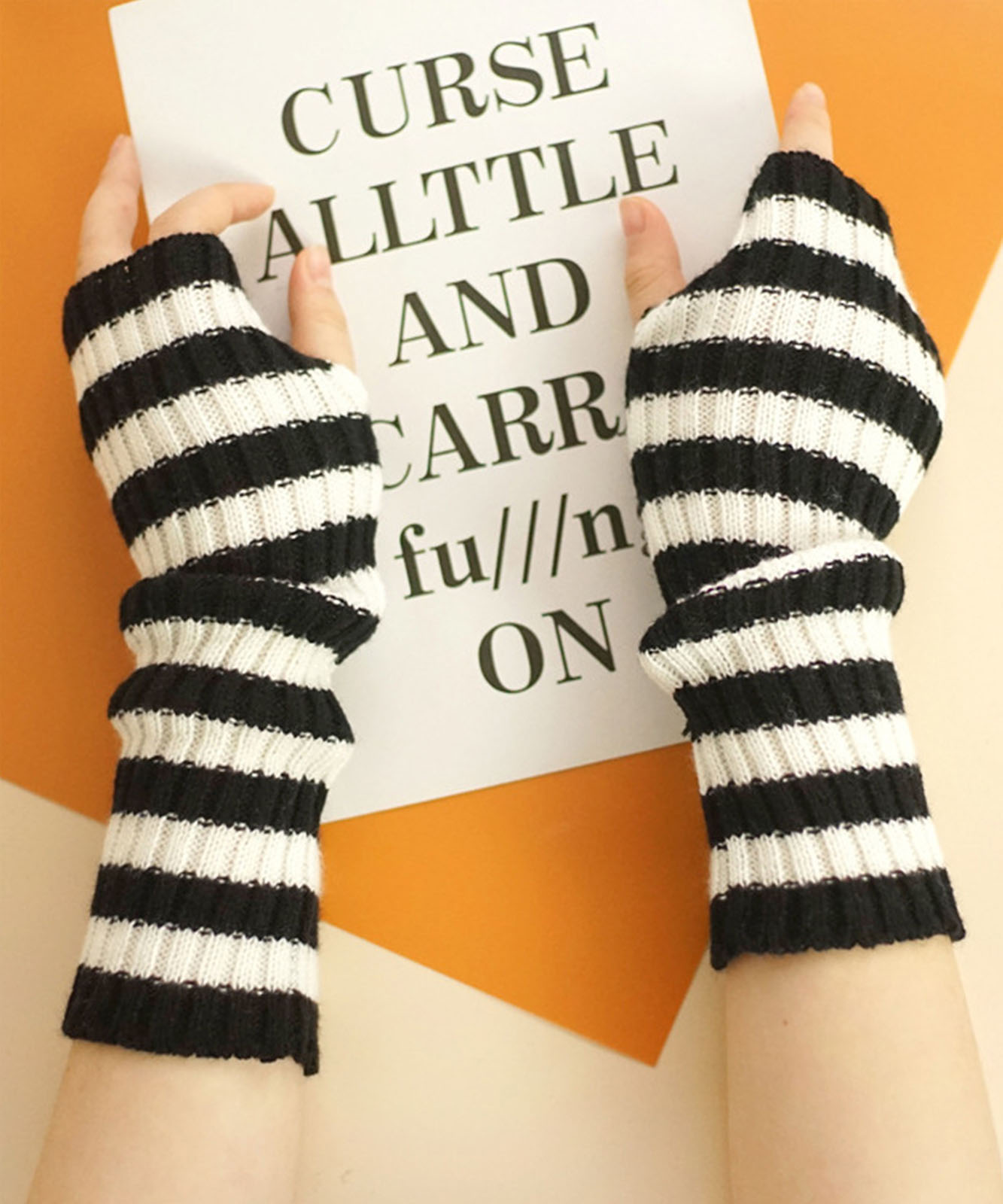 DEVICE select 韓国風 ボーダーアームウォーマー アームカバー レディース