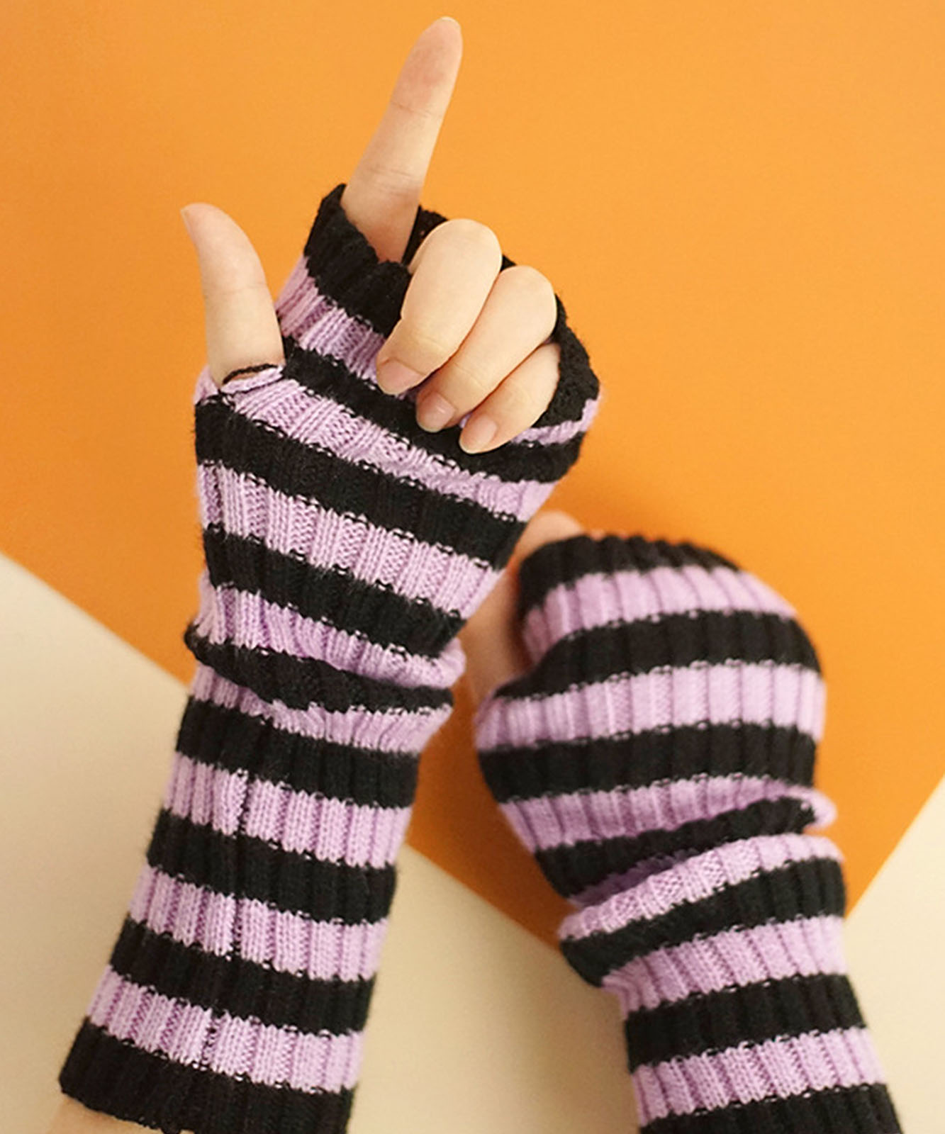 DEVICE select 韓国風 ボーダーアームウォーマー アームカバー レディース