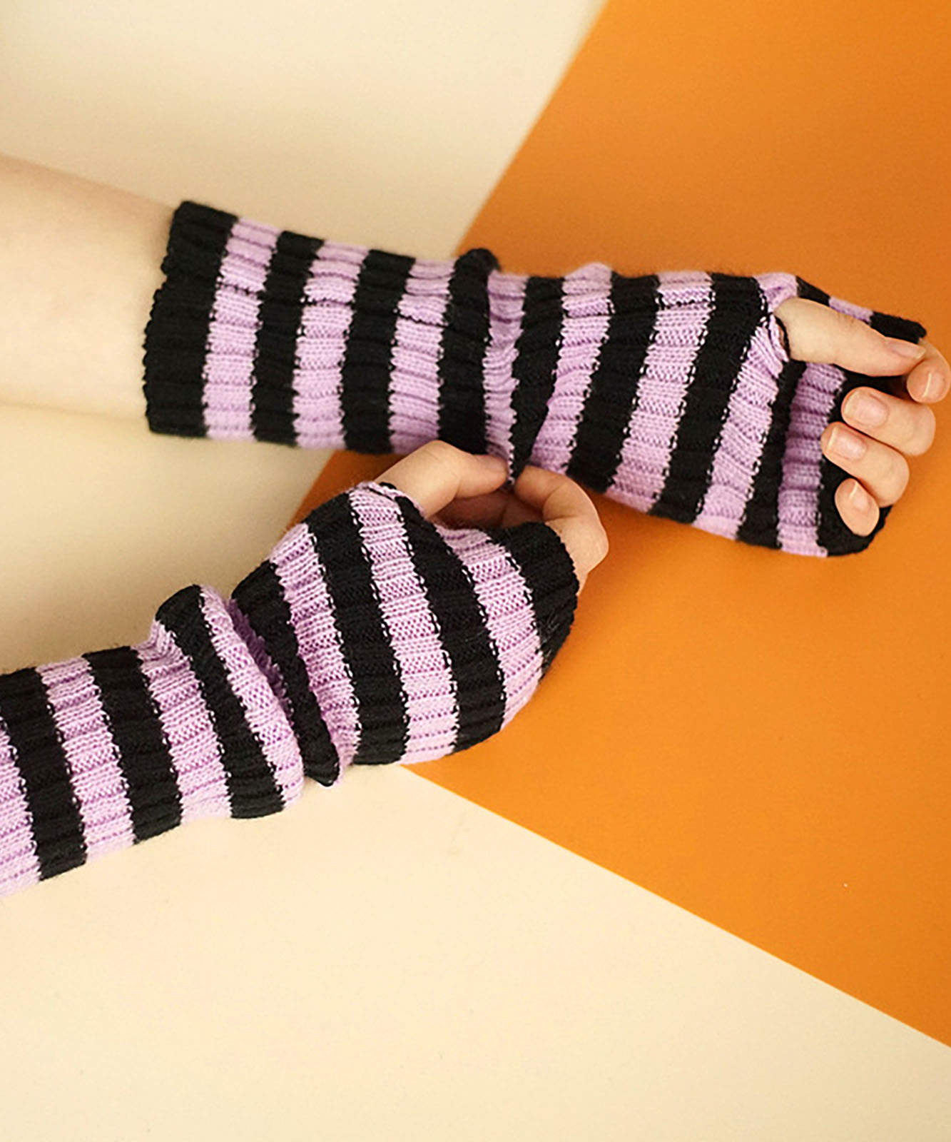 DEVICE select 韓国風 ボーダーアームウォーマー アームカバー レディース