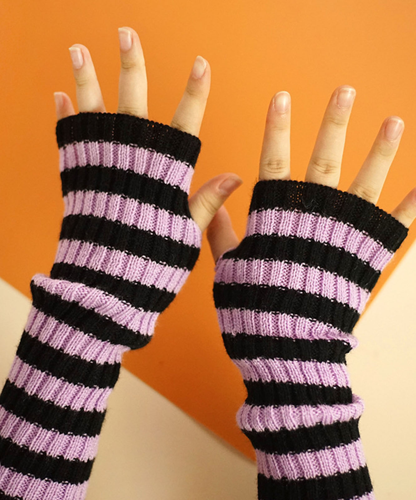 DEVICE select 韓国風 ボーダーアームウォーマー アームカバー レディース