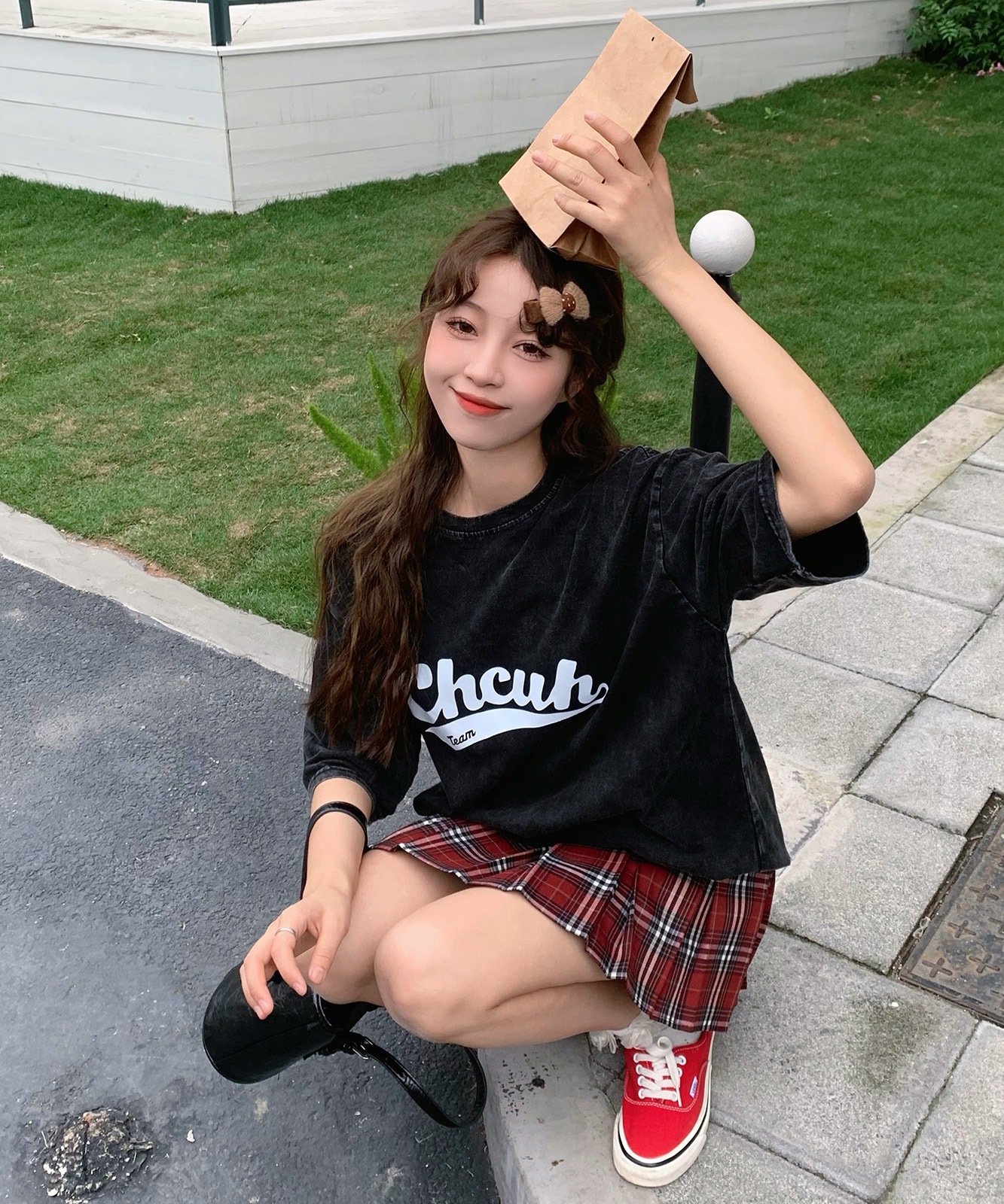 【 DEVICE select 】 ビッグシルエット ジャンキープリント ピグメント 半袖 Tシャツ 古着風 フライドポテト カレッジロゴ メンズ レディース ユニセックス