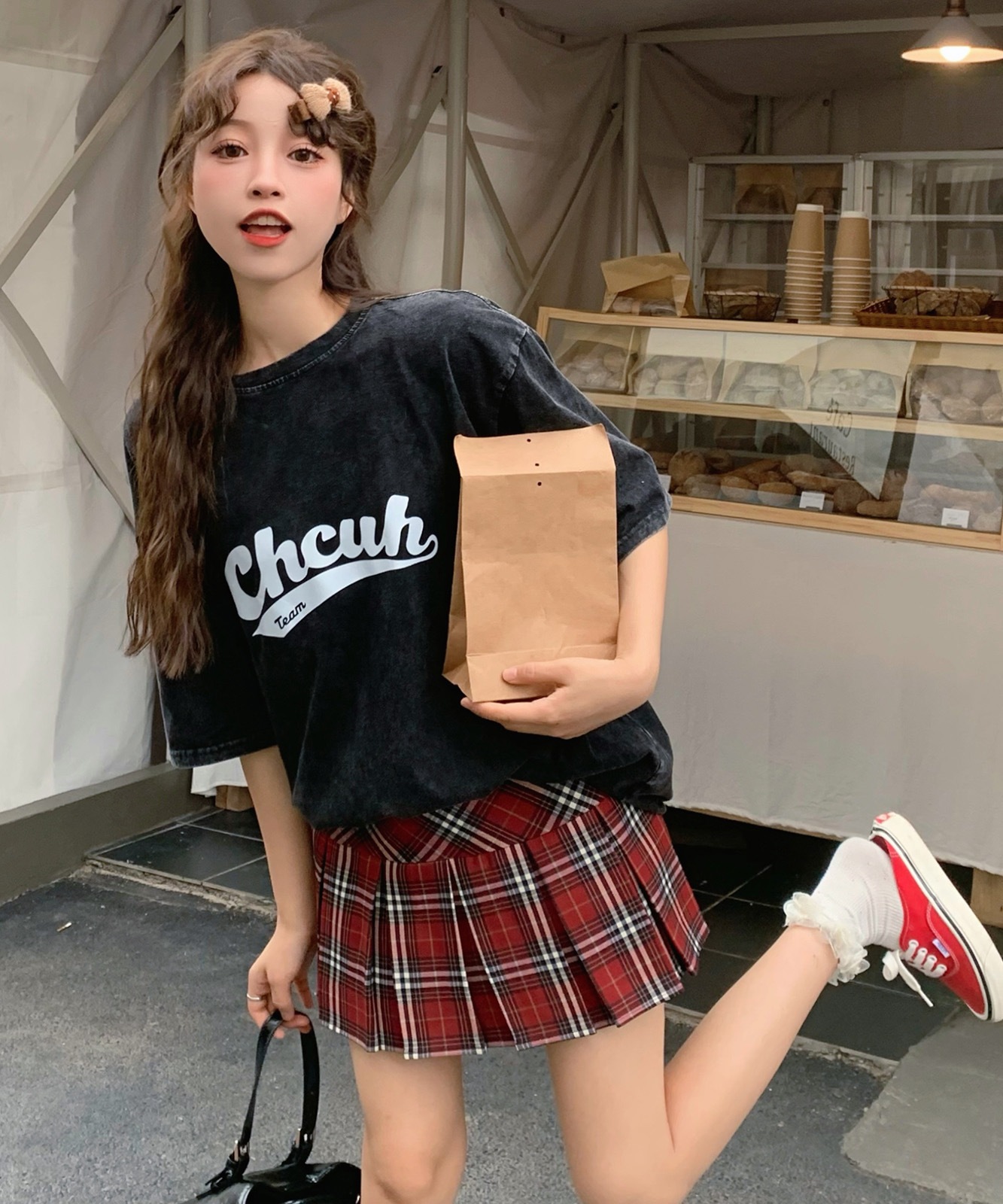 【 DEVICE select 】 ビッグシルエット ジャンキープリント ピグメント 半袖 Tシャツ 古着風 フライドポテト カレッジロゴ メンズ レディース ユニセックス