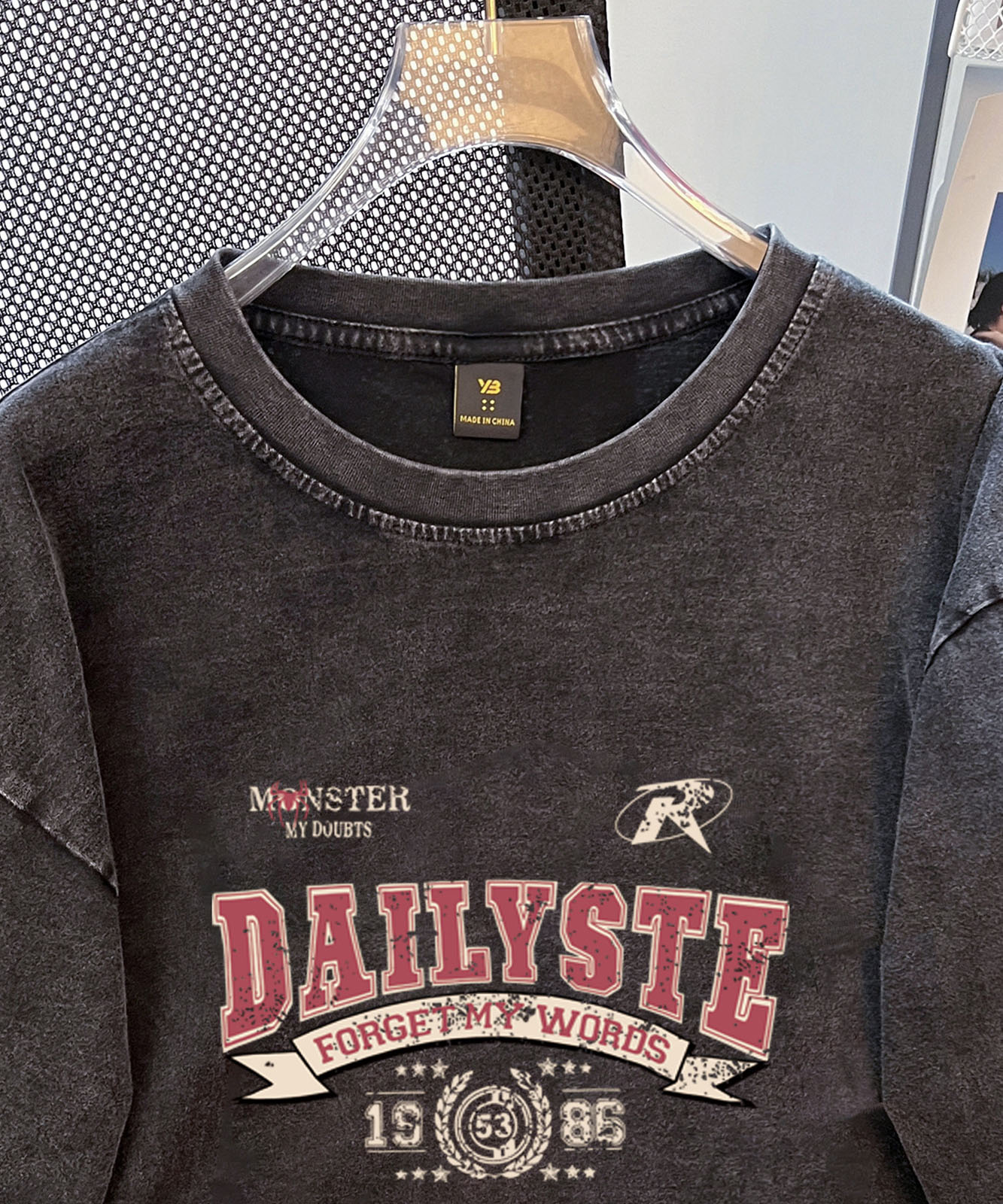 【 DEVICE select 】 ビッグシルエット ジャンキープリント ピグメント 半袖 Tシャツ 古着風 フライドポテト カレッジロゴ メンズ レディース ユニセックス