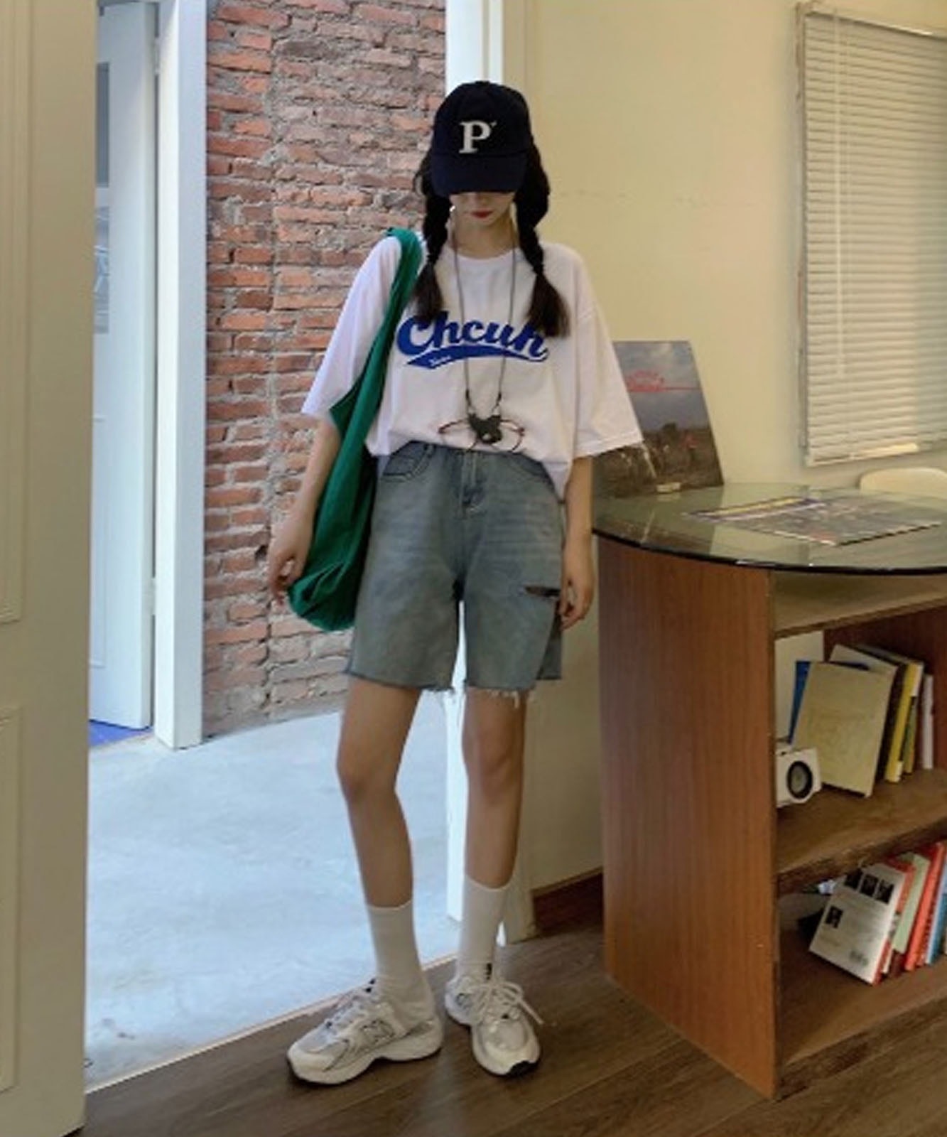 DEVICE select 韓国風 ビッグシルエット カレッジロゴ 刺繍Tシャツ メンズ レディース ユニセックス