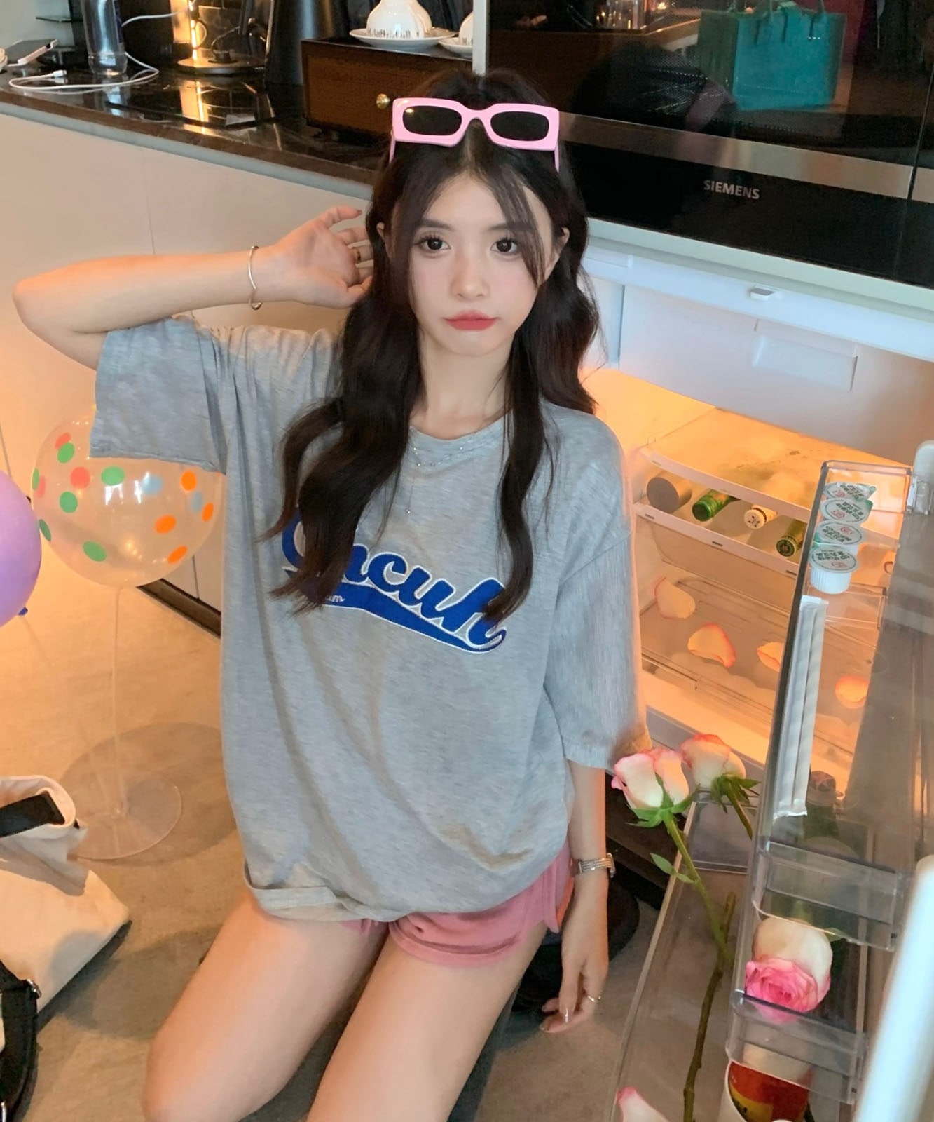 DEVICE select 韓国風 ビッグシルエット カレッジロゴ 刺繍Tシャツ メンズ レディース ユニセックス