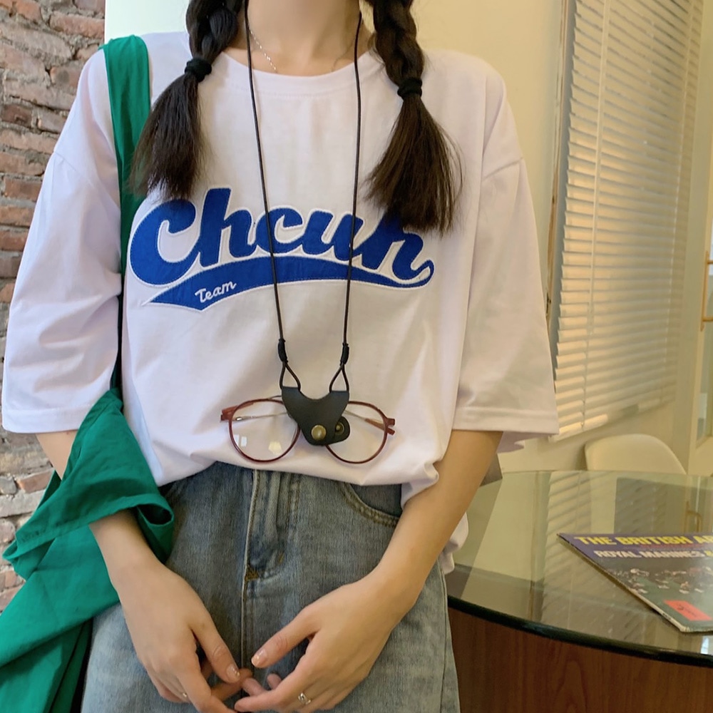 DEVICE select 韓国風 ビッグシルエット カレッジロゴ 刺繍Tシャツ メンズ レディース ユニセックス