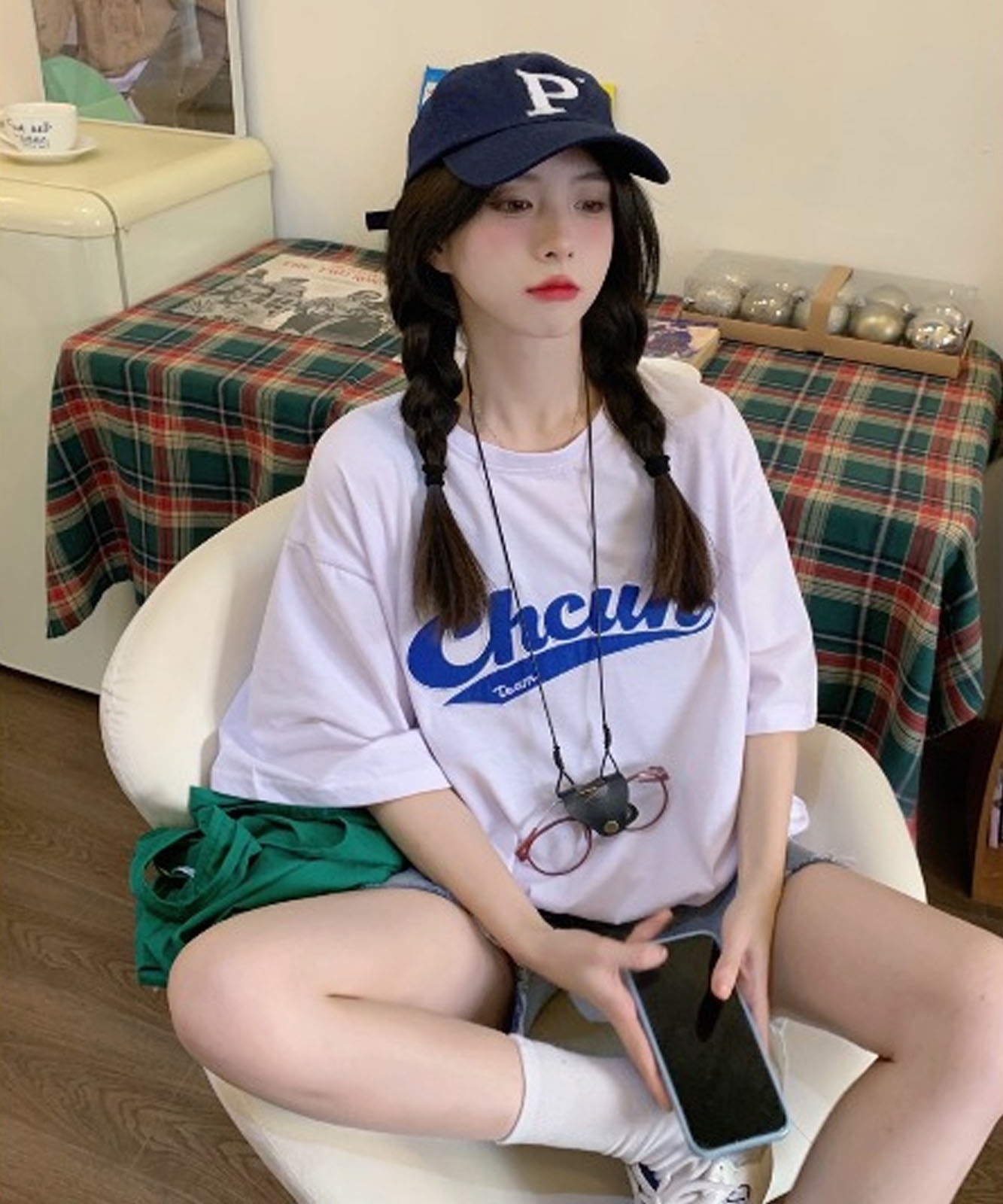 DEVICE select 韓国風 ビッグシルエット カレッジロゴ 刺繍Tシャツ メンズ レディース ユニセックス