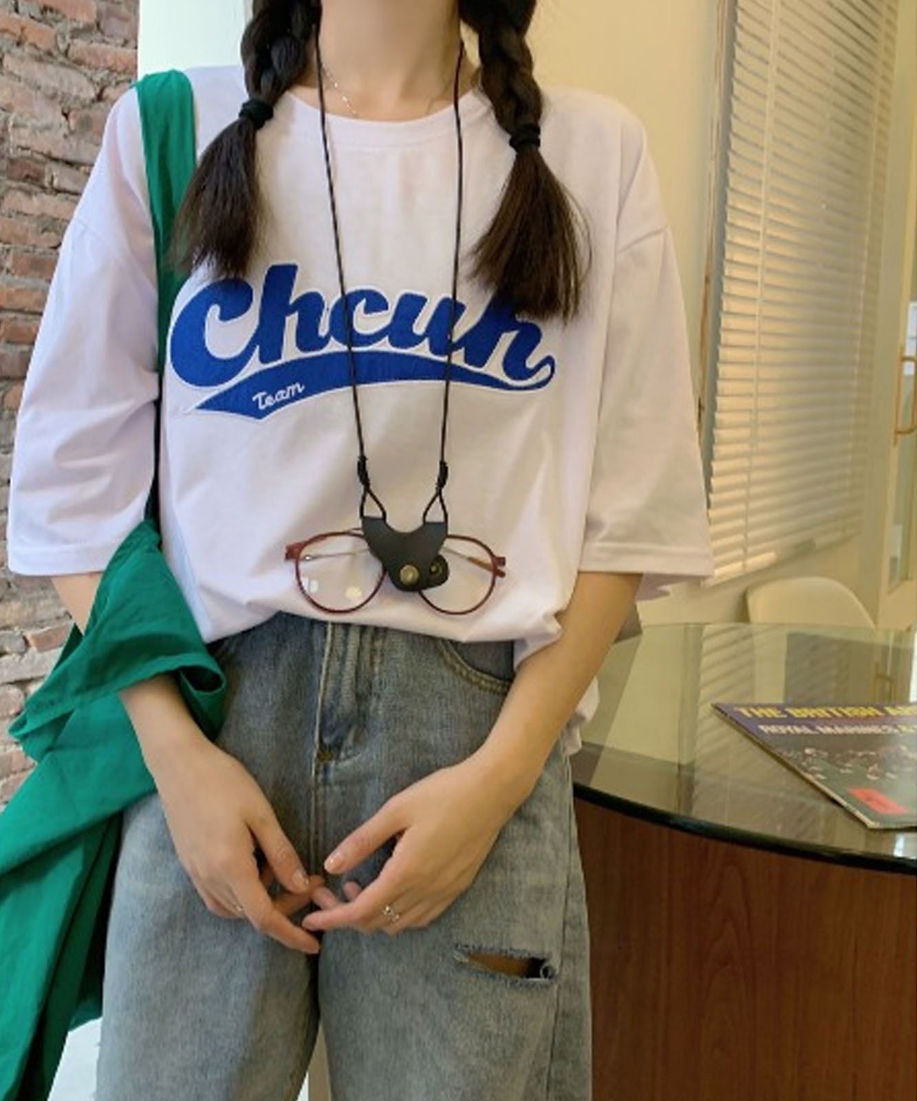 DEVICE select 韓国風 ビッグシルエット カレッジロゴ 刺繍Tシャツ メンズ レディース ユニセックス