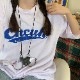 DEVICE select 韓国風 ビッグシルエット カレッジロゴ 刺繍Tシャツ メンズ レディース ユニセックス