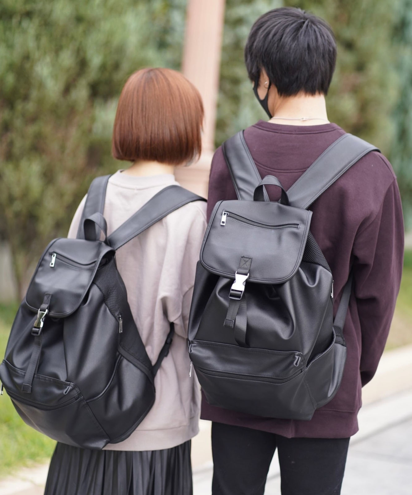 Rename フェイクレザー  ギャザーデザイン バックパック