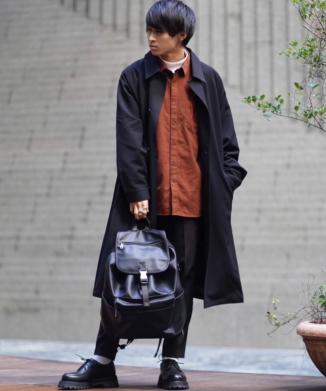 Rename フェイクレザー  ギャザーデザイン バックパック