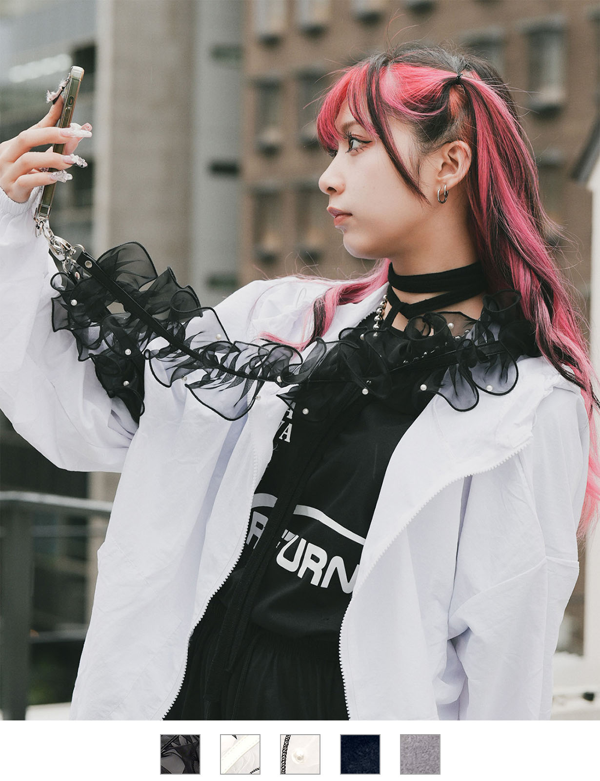【 Rename 】 チュールフリル シアー スマホショルダー クロスボディストラップ マルチストラップ レディース ユニセックス 学生 旅行 ママ おしゃれ カジュアル RSN24023