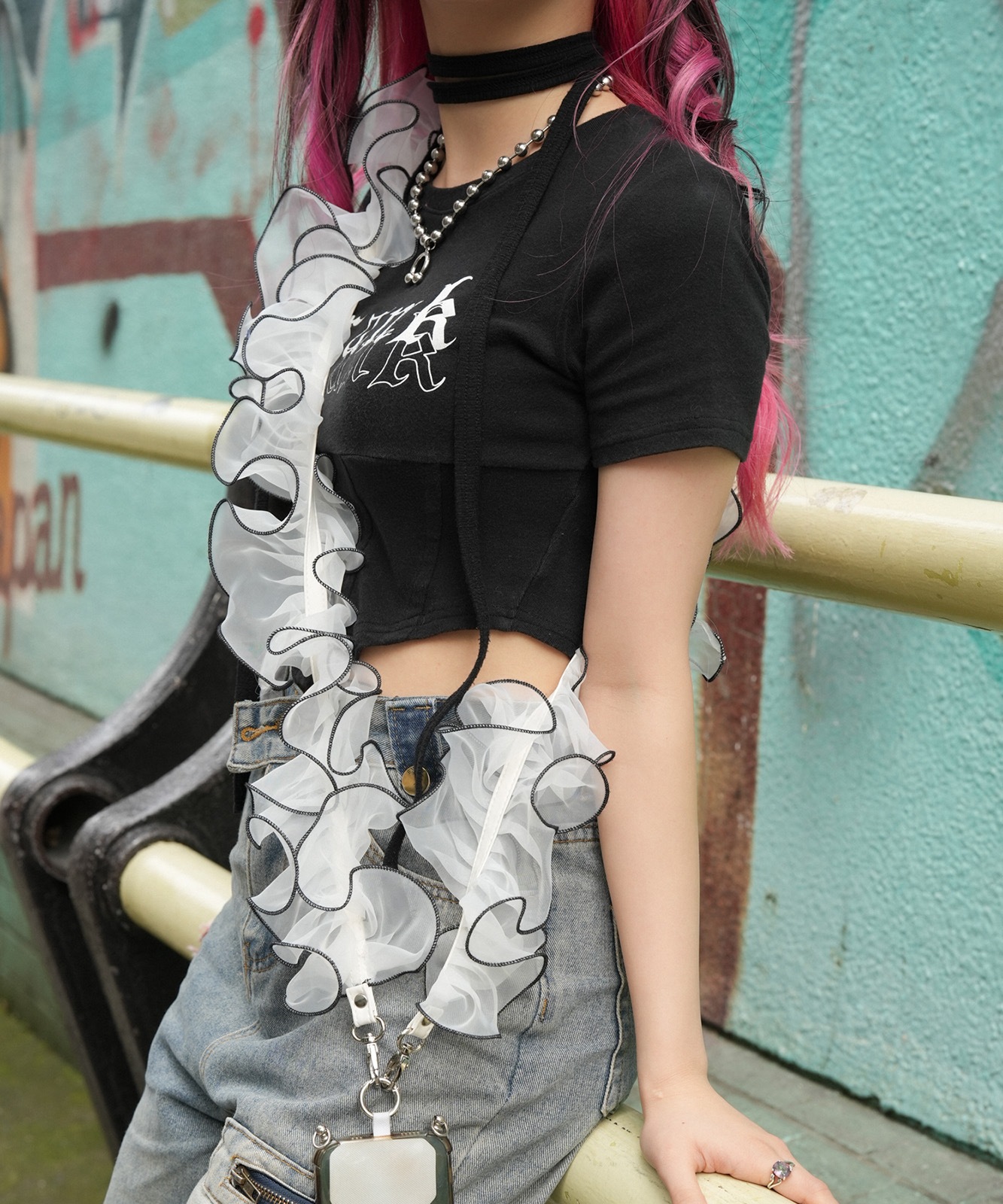 【 Rename 】 チュールフリル シアー スマホショルダー クロスボディストラップ マルチストラップ レディース ユニセックス 学生 旅行 ママ おしゃれ カジュアル RSN24023