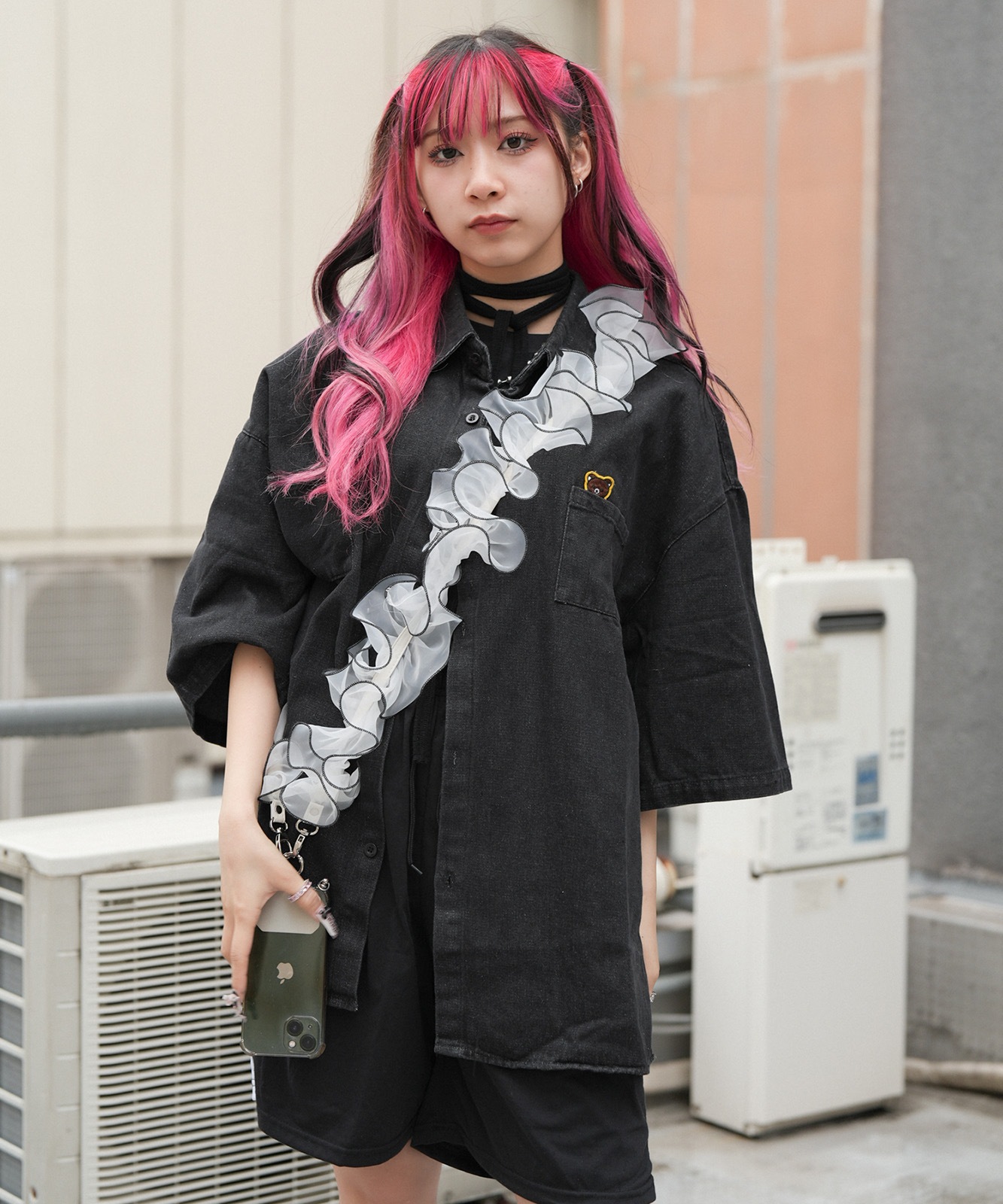 【 Rename 】 チュールフリル シアー スマホショルダー クロスボディストラップ マルチストラップ レディース ユニセックス 学生 旅行 ママ おしゃれ カジュアル RSN24023