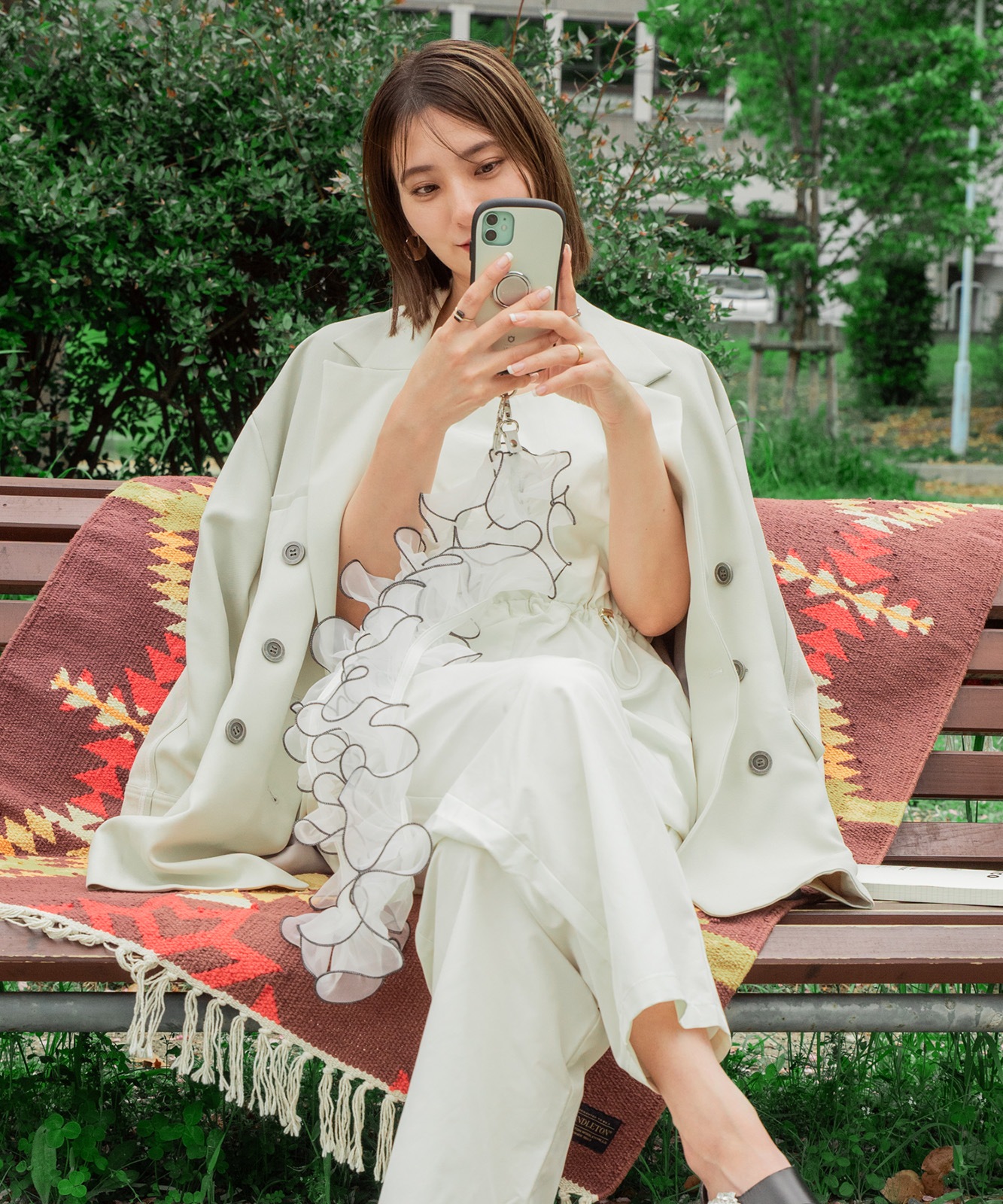 【 Rename 】 チュールフリル シアー スマホショルダー クロスボディストラップ マルチストラップ レディース ユニセックス 学生 旅行 ママ おしゃれ カジュアル RSN24023