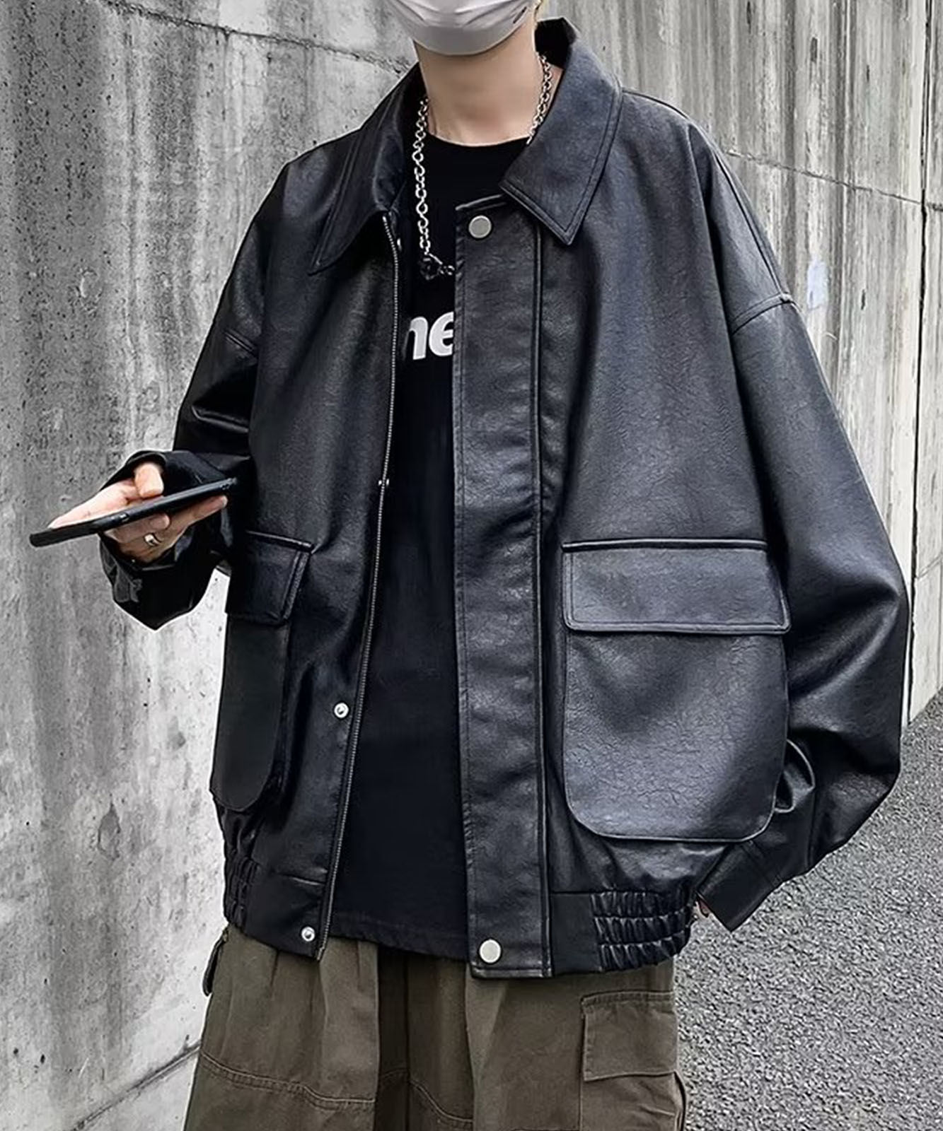 かわいい！ フェイクレザービックブルゾン ジャケット・アウター 