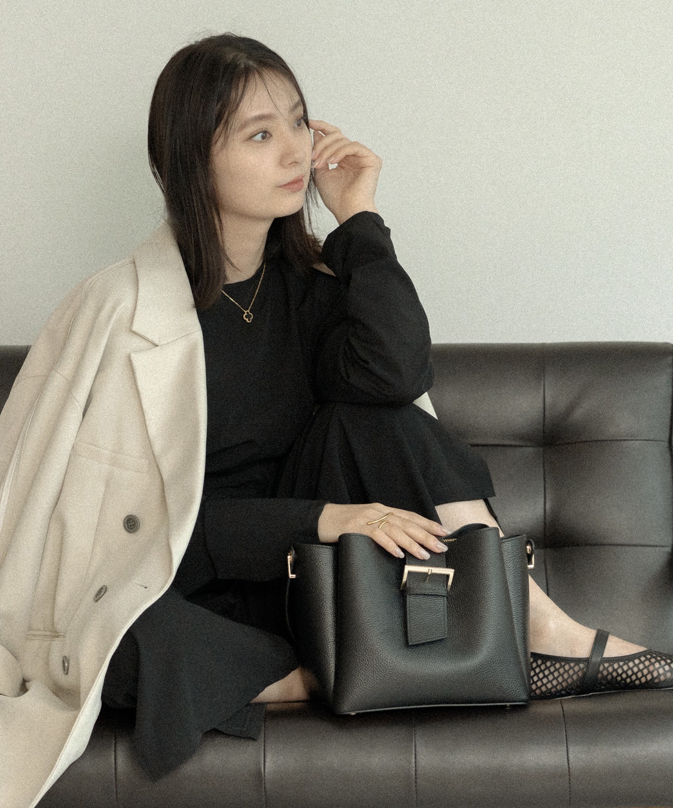 REAIMER フラップベルト カウレザー ハンドバッグ ショルダー