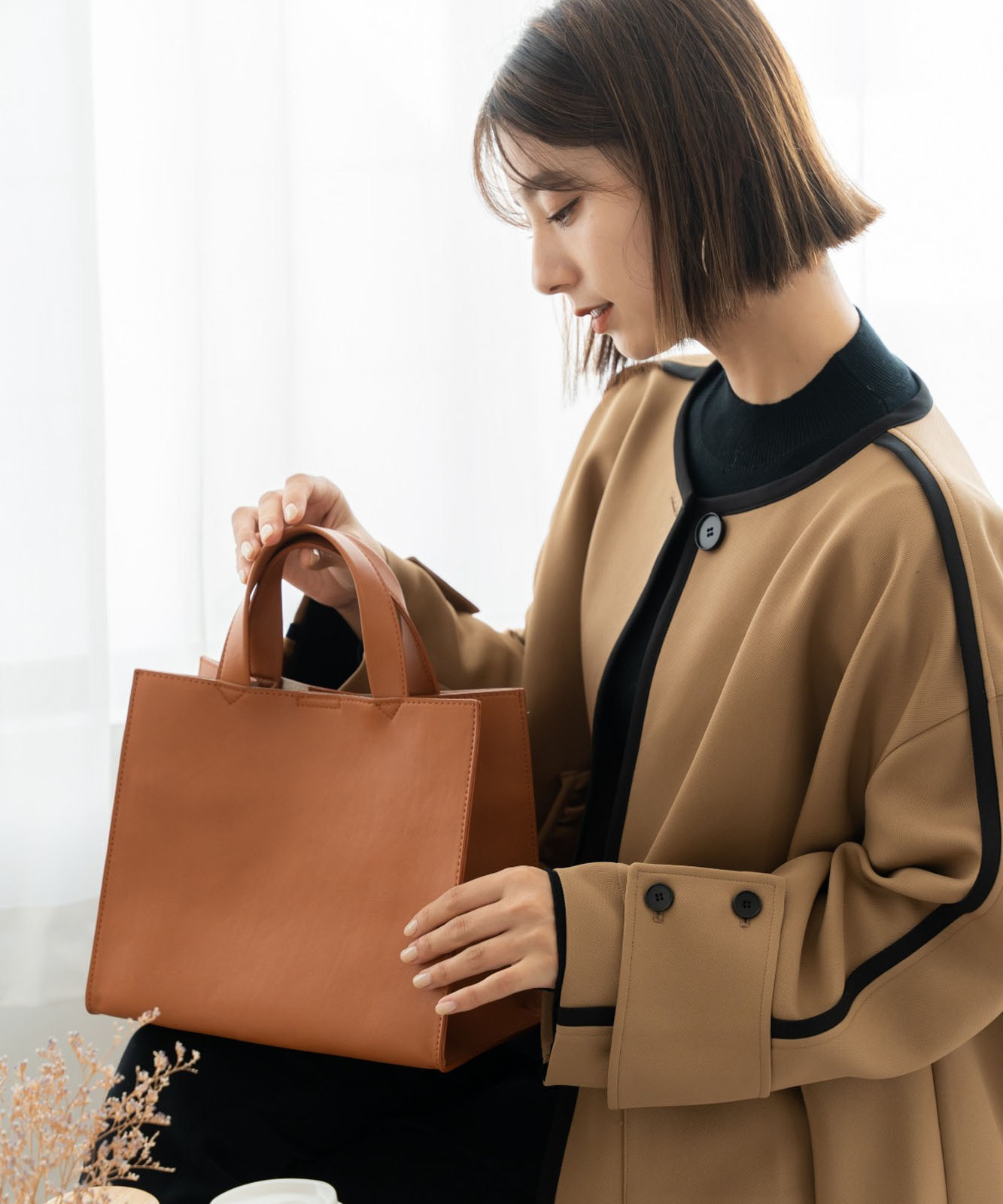 【 Rename 】 スクエア ミニトートバッグ フェイクレザー レディース メンズ ユニセックス おしゃれ 通勤 通学 ママ 学生 RTG22233