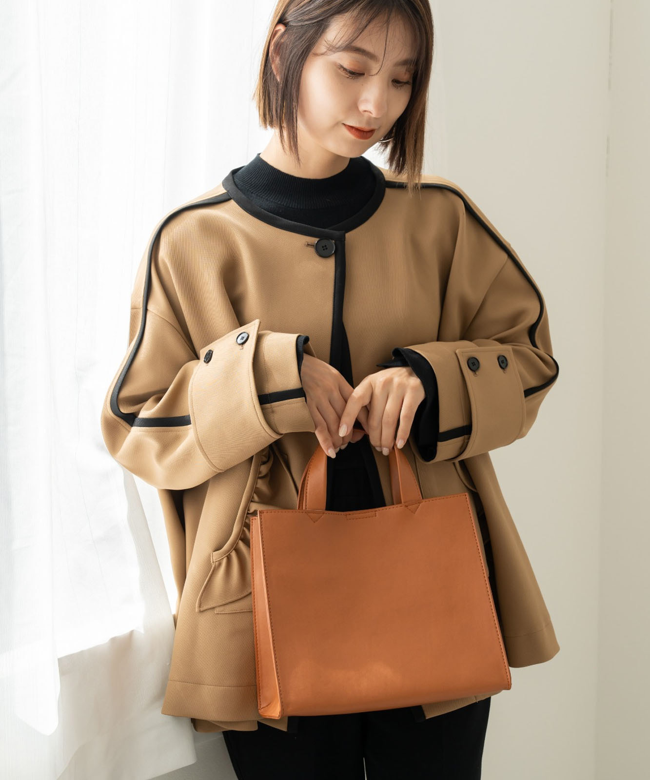 【 Rename 】 スクエア ミニトートバッグ フェイクレザー レディース メンズ ユニセックス おしゃれ 通勤 通学 ママ 学生 RTG22233