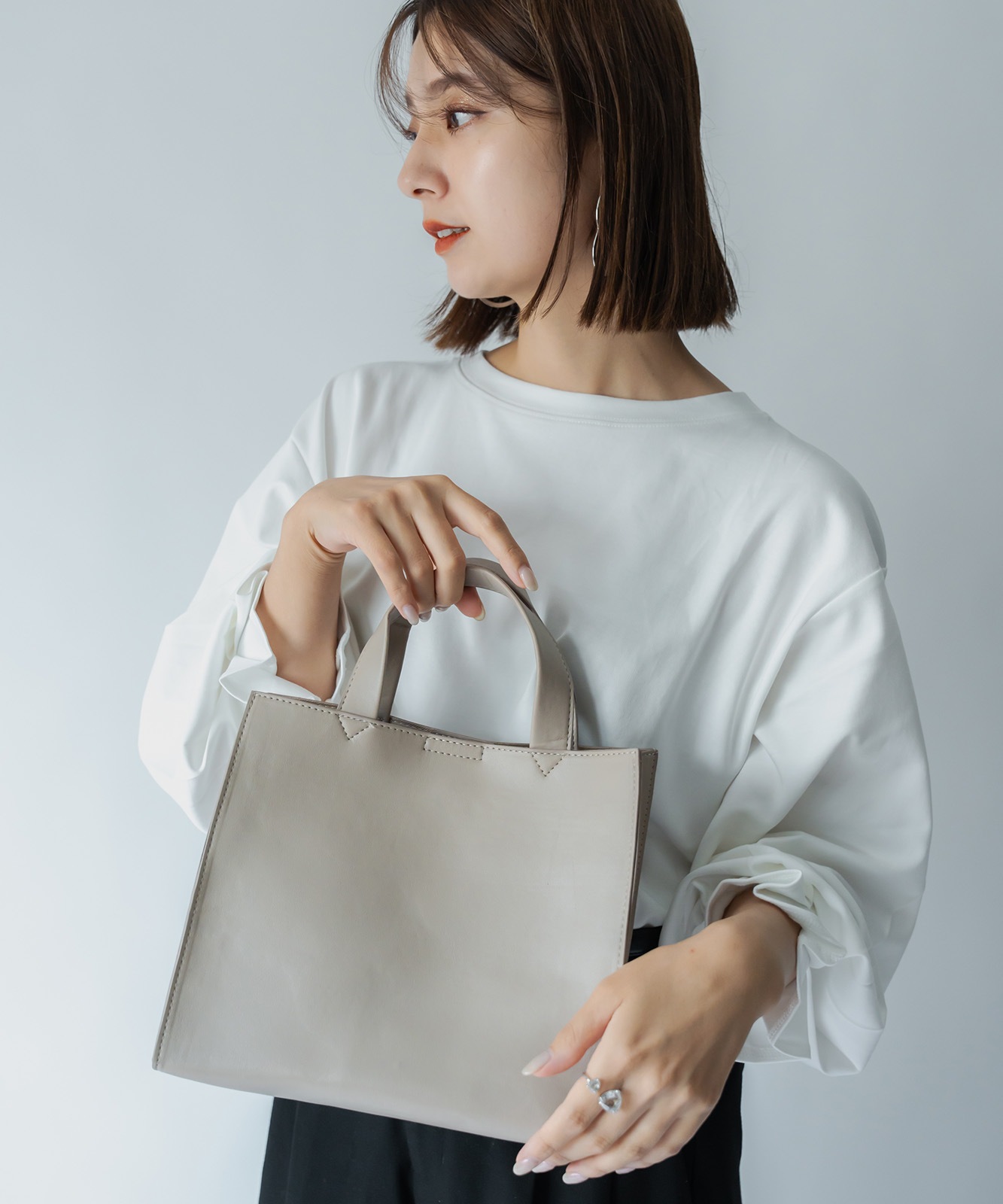 【 Rename 】 スクエア ミニトートバッグ フェイクレザー レディース メンズ ユニセックス おしゃれ 通勤 通学 ママ 学生 RTG22233