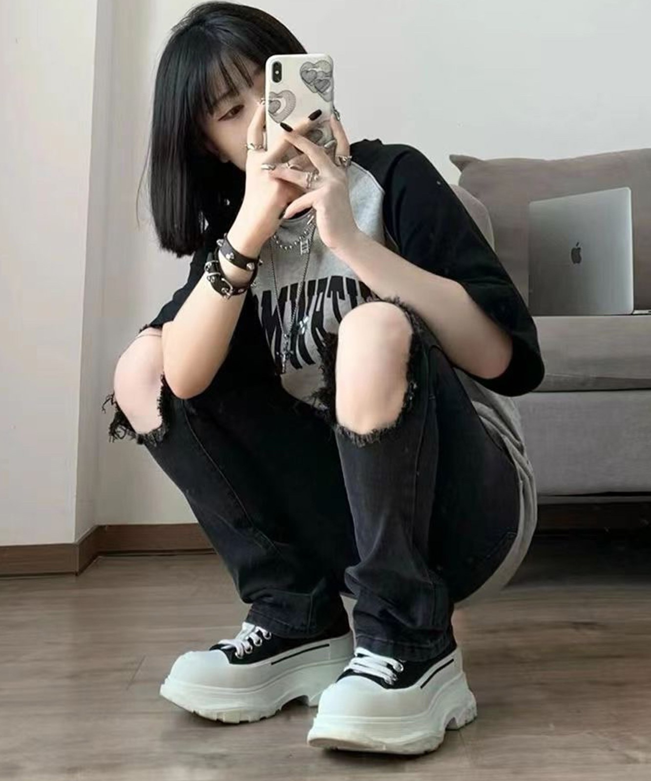 DEVICE select カレッジロゴ オーバーサイズ シック ルーズラグランスリーブ 半袖 Tシャツ メンズ レディース