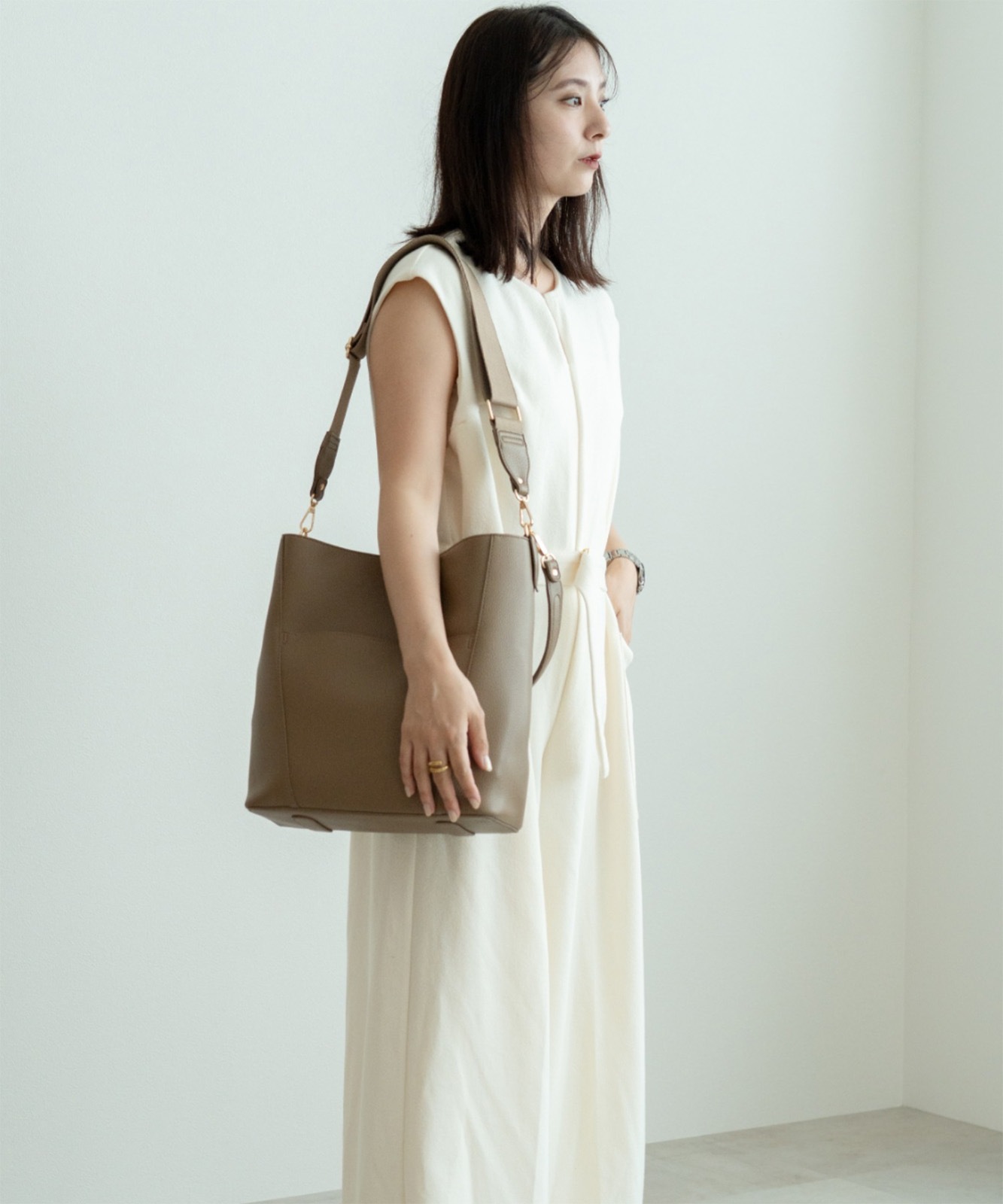 Rename ワンハンドル ショルダーバッグ インナーバッグ付き レディース