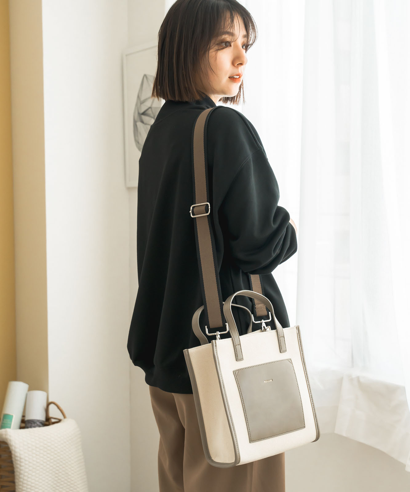 付け替え可能 バイカラー ショルダーストラップ