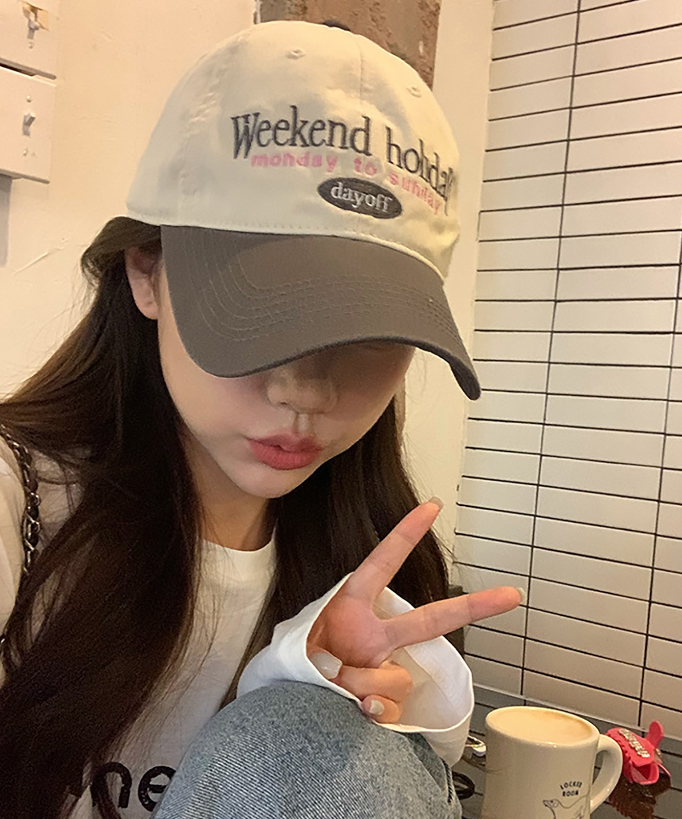 DEVICE select 刺繍 バイカラー ベースボール キャップ Y2K ストリート 韓国 メンズ レディース