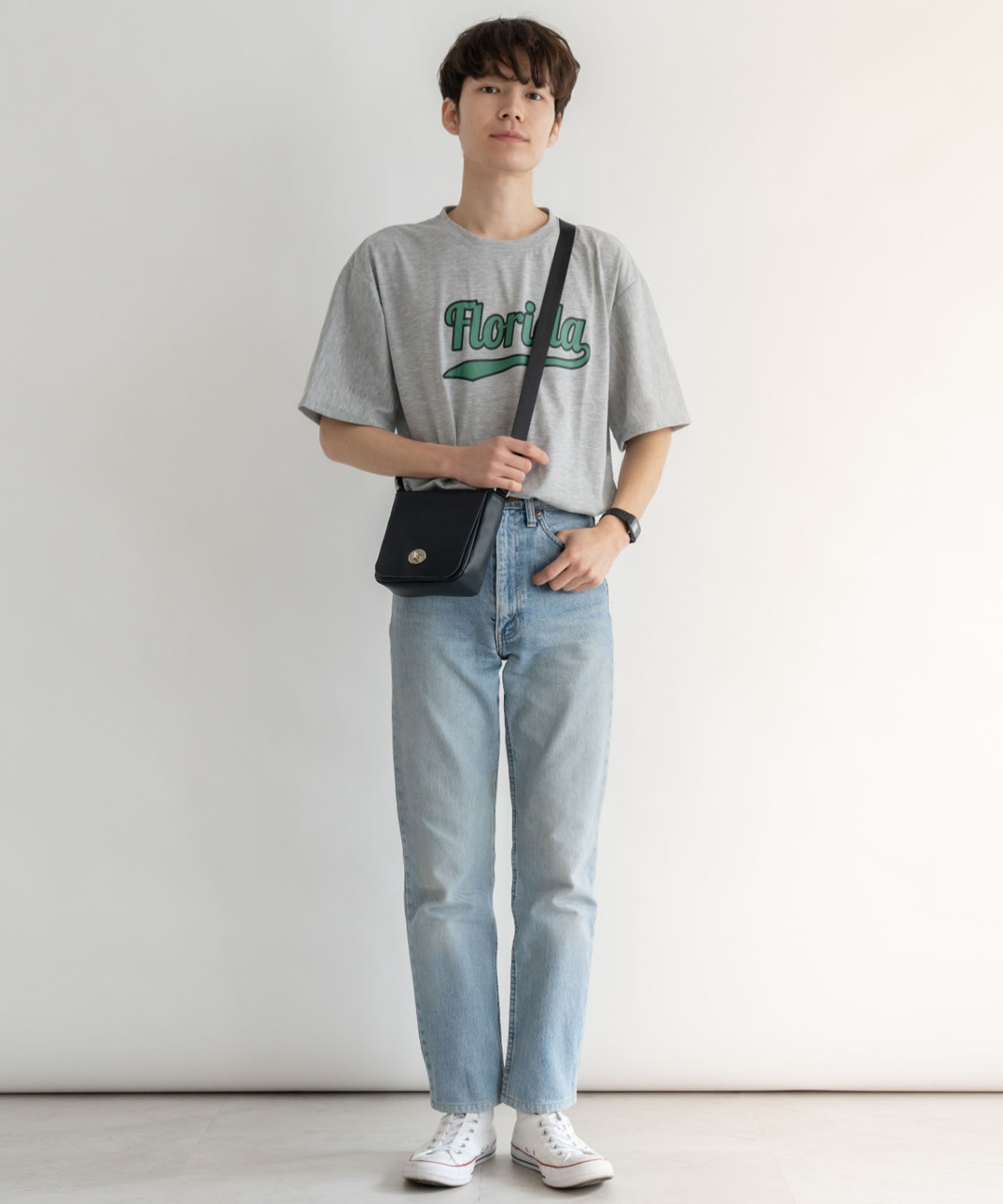 DEVICE＋ カウレザー フロントバックル ミニショルダーバッグ