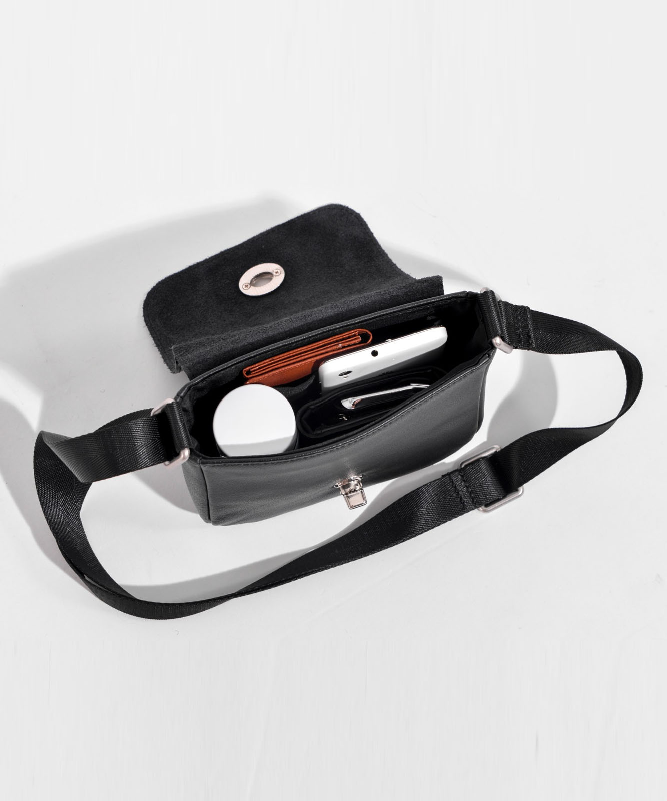 DEVICE＋ カウレザー フロントバックル ミニショルダーバッグ