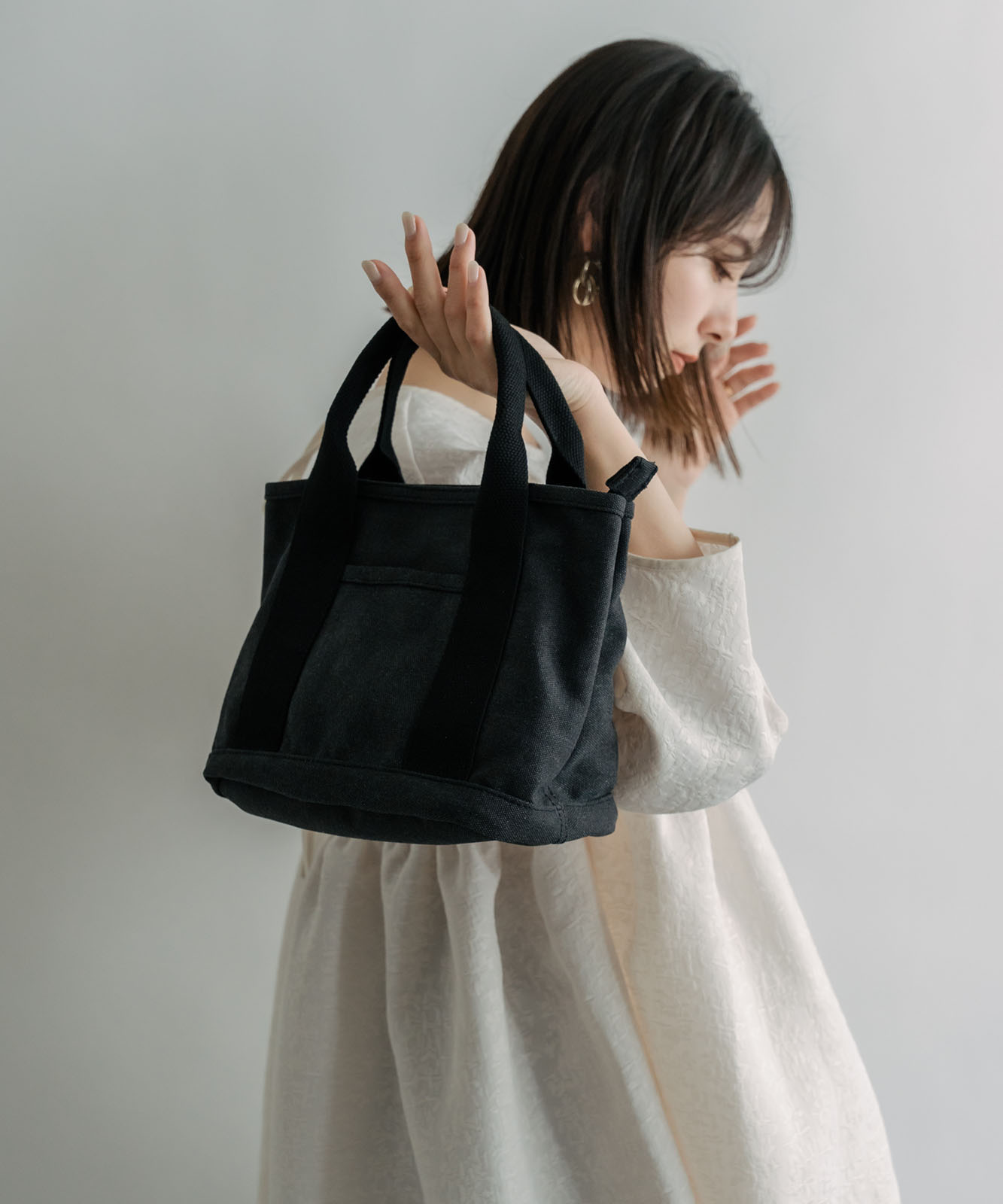 Rename ファスナー付 仕切り ミニ トートバッグ