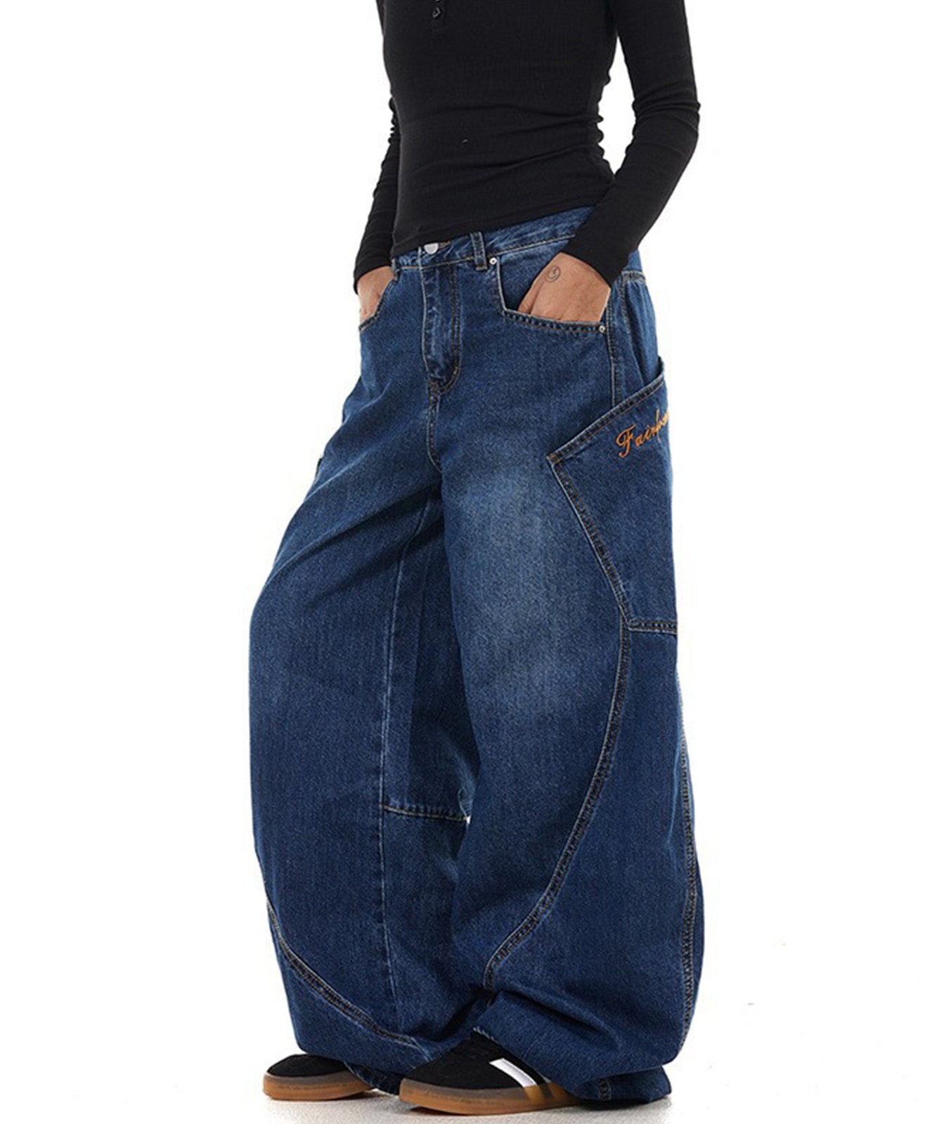 バギー デニム スーパー ワイド パンツ